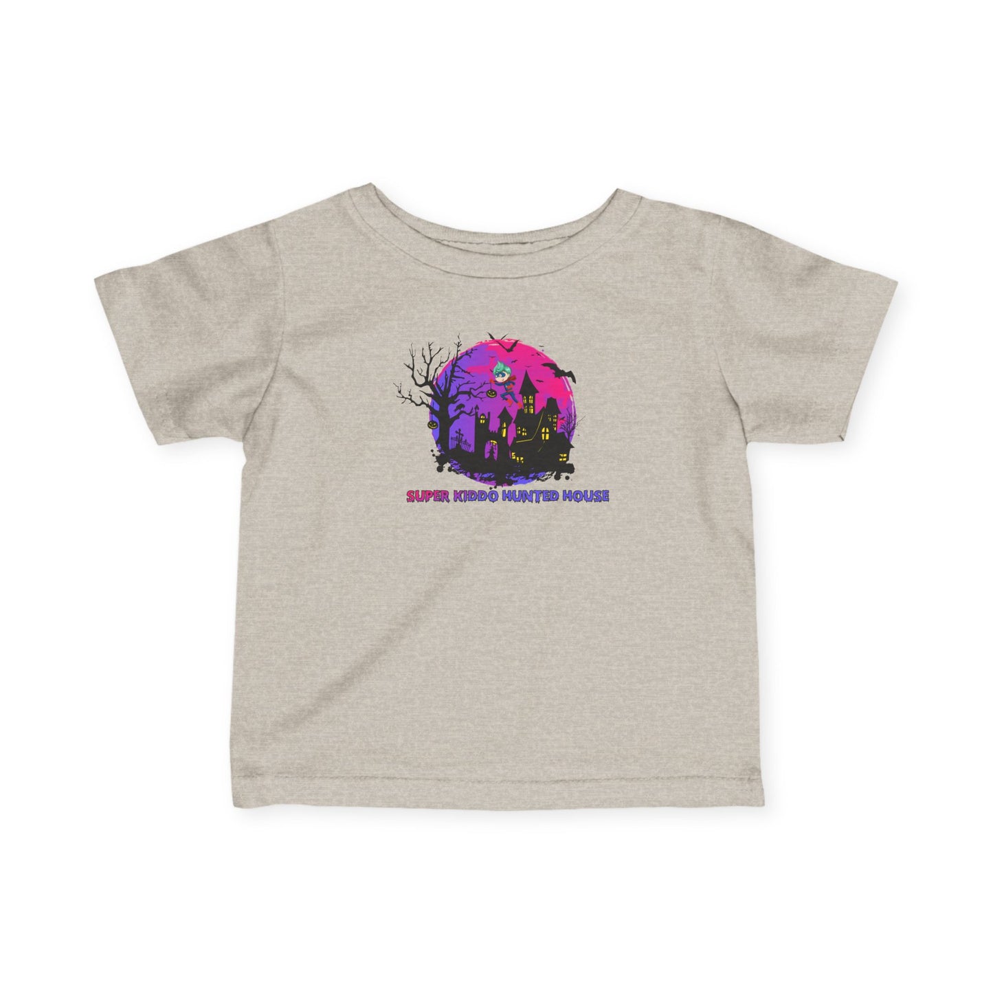 Infant Fine Jersey Tee - Super kiddo flying on hunted house