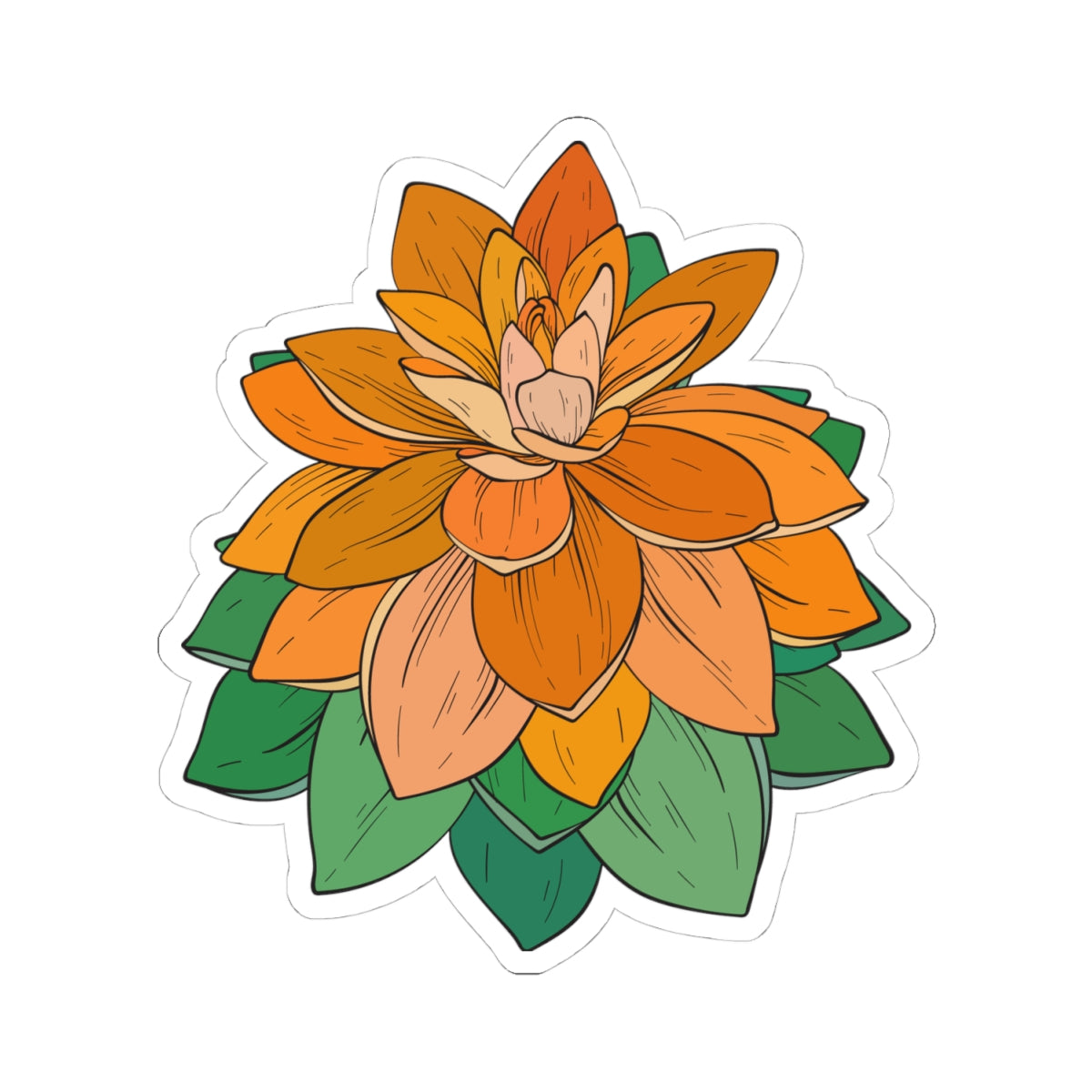 Kiss-Cut Vinyl Decals - Orange flower