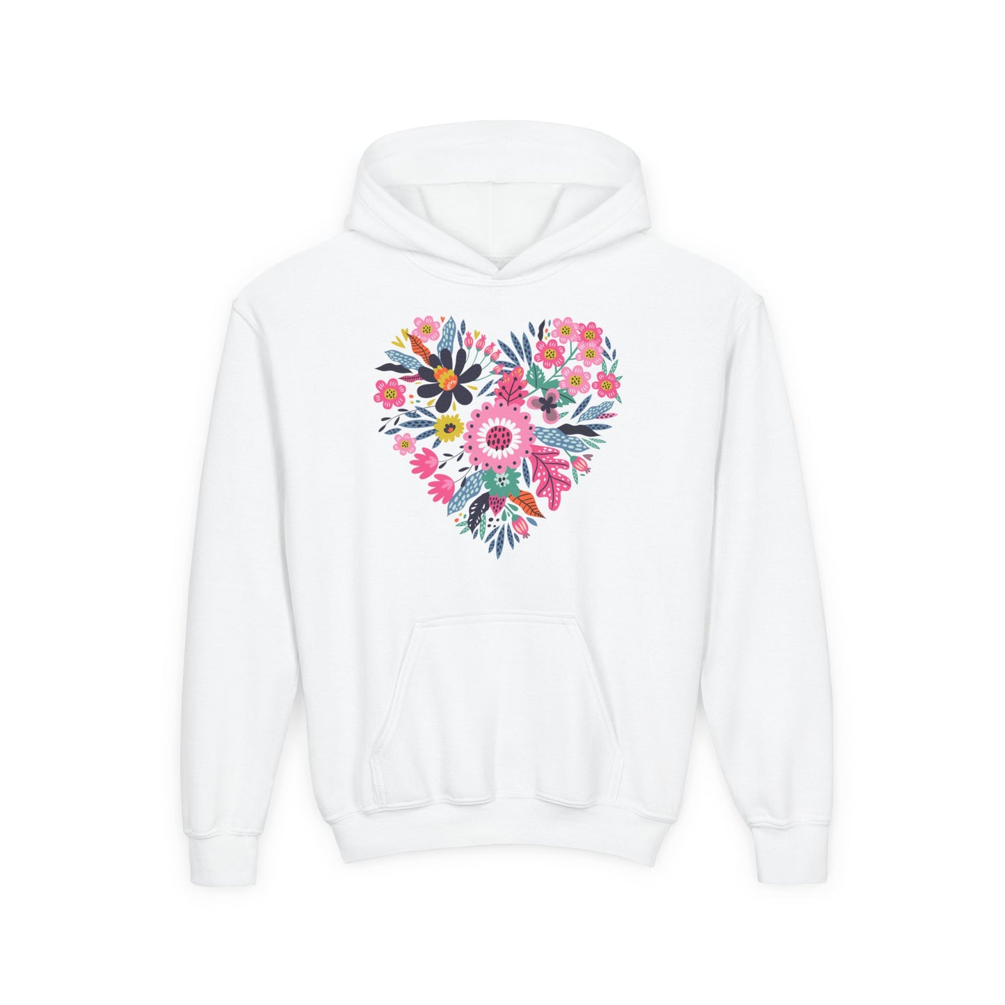 Youth Heavy Blend Hooded Sweatshirt - Flower hearts