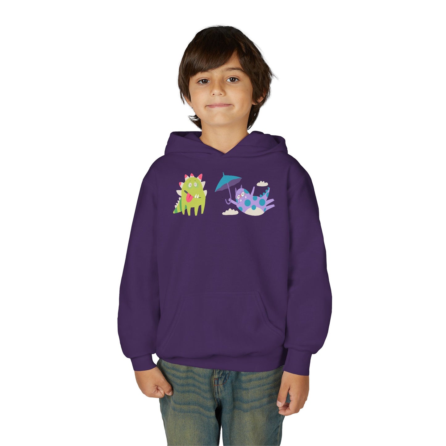 Youth Heavy Blend Hooded Sweatshirt - Monsters playing