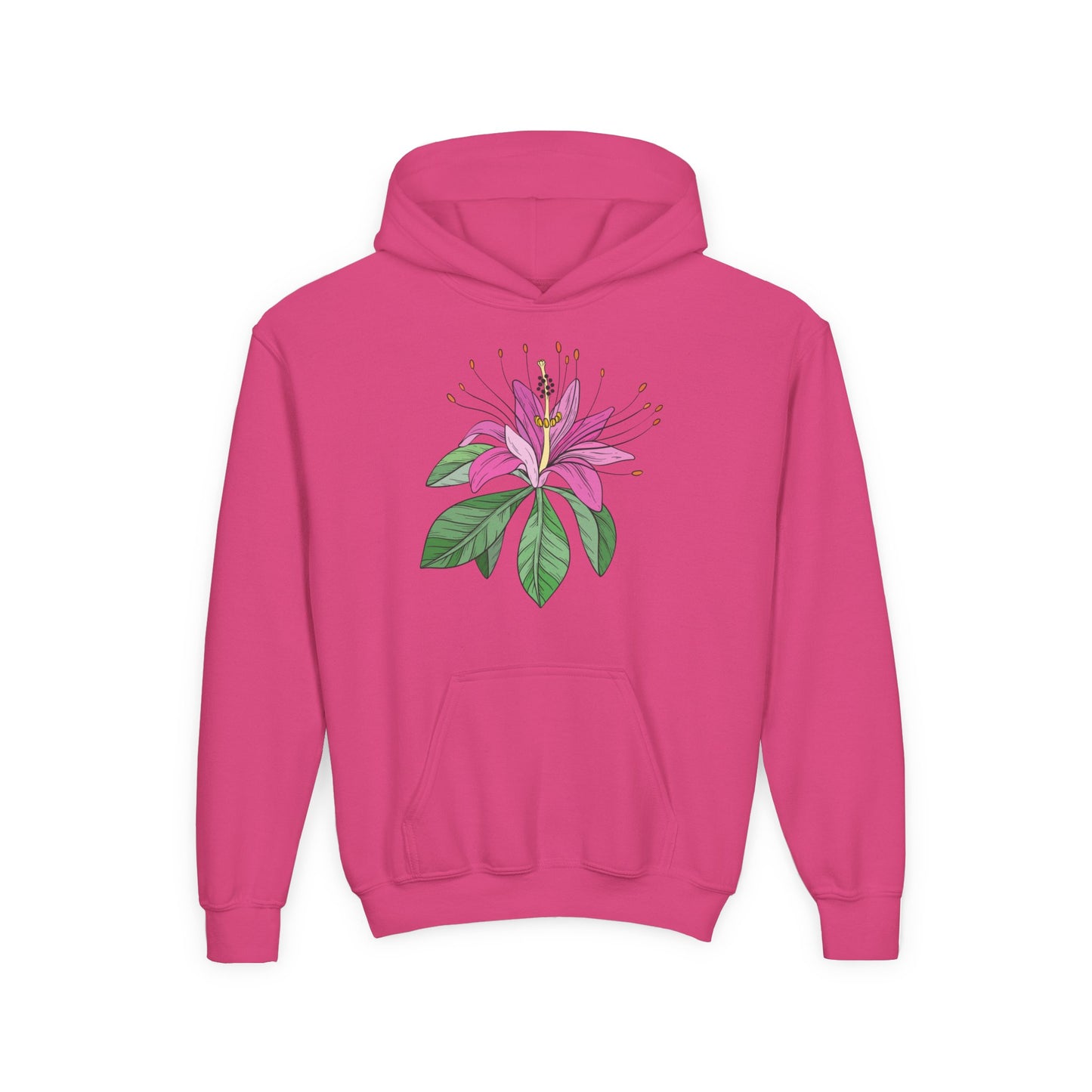Youth Heavy Blend Hooded Sweatshirt - Purple flower