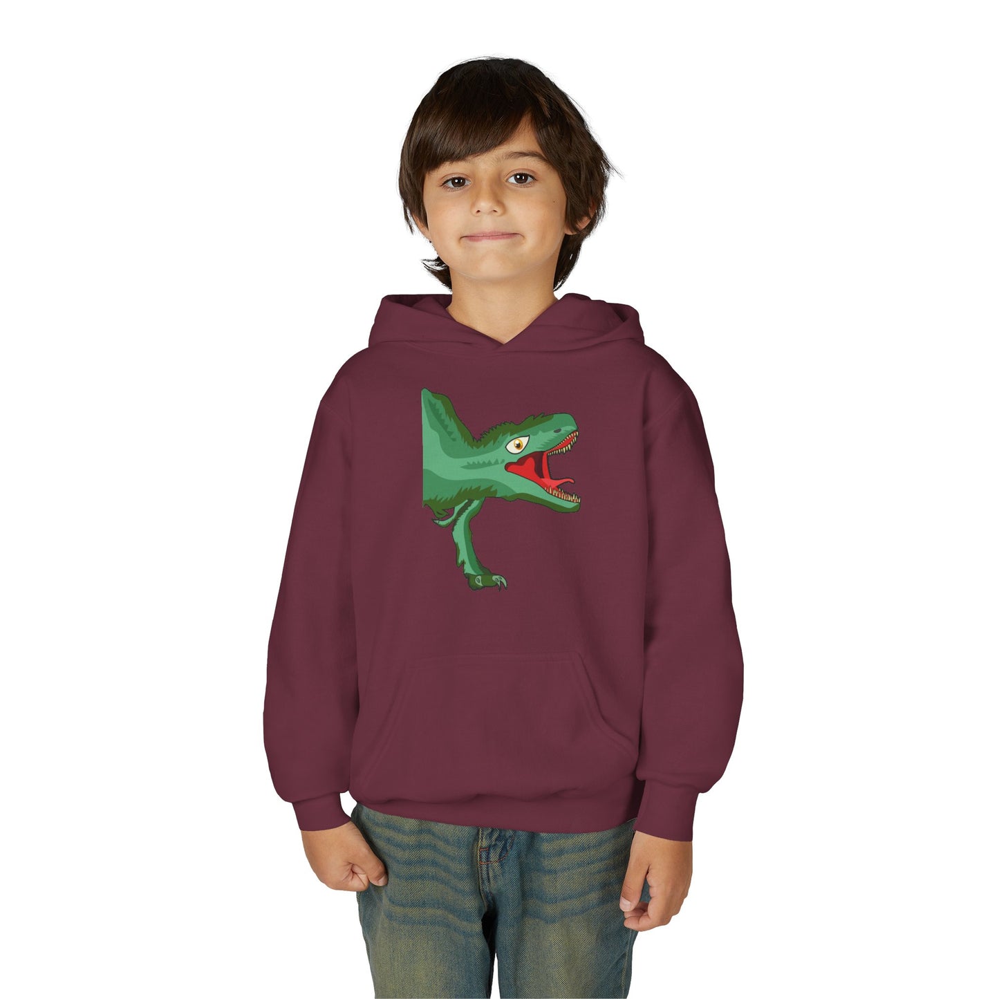 Youth Heavy Blend Hooded Sweatshirt -  Tyrannosaurus hunting