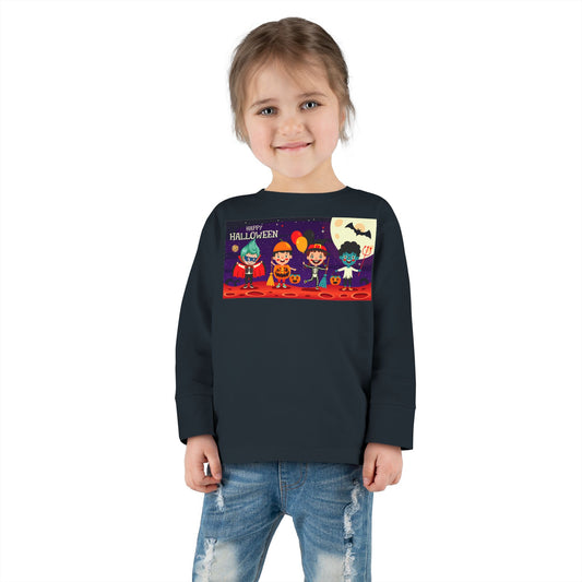 Toddler Long Sleeve Tee - Super kiddo with friends on holloween