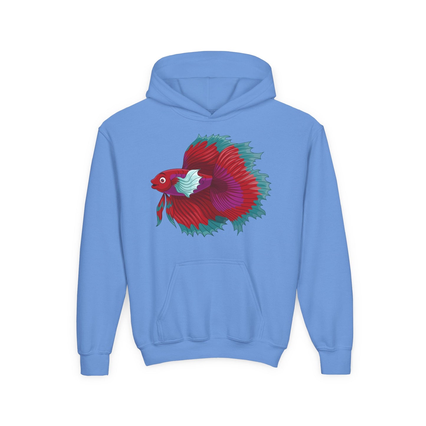 Youth Heavy Blend Hooded Sweatshirt - Red Siamese fighting fish