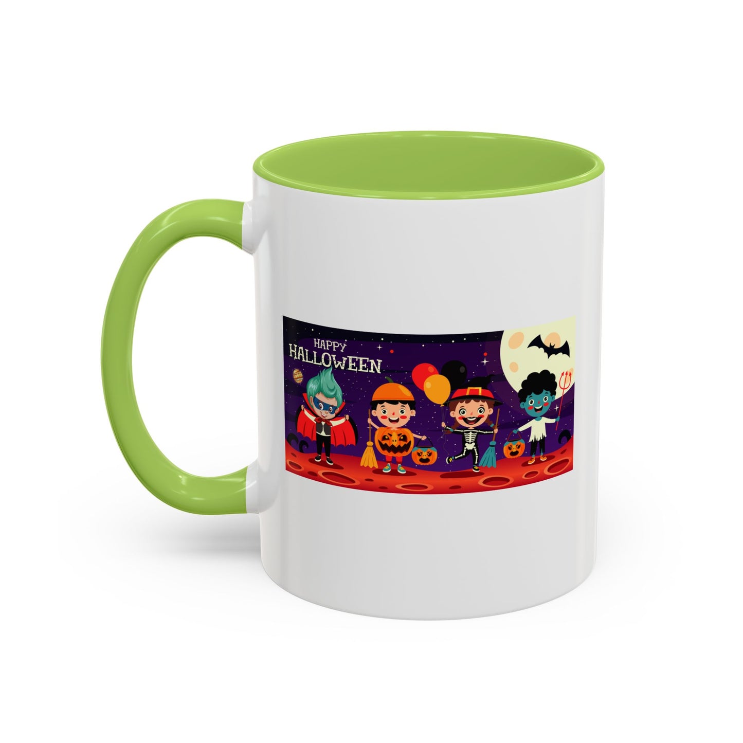 Accent Coffee Mug - Super kiddo with friends on holloween