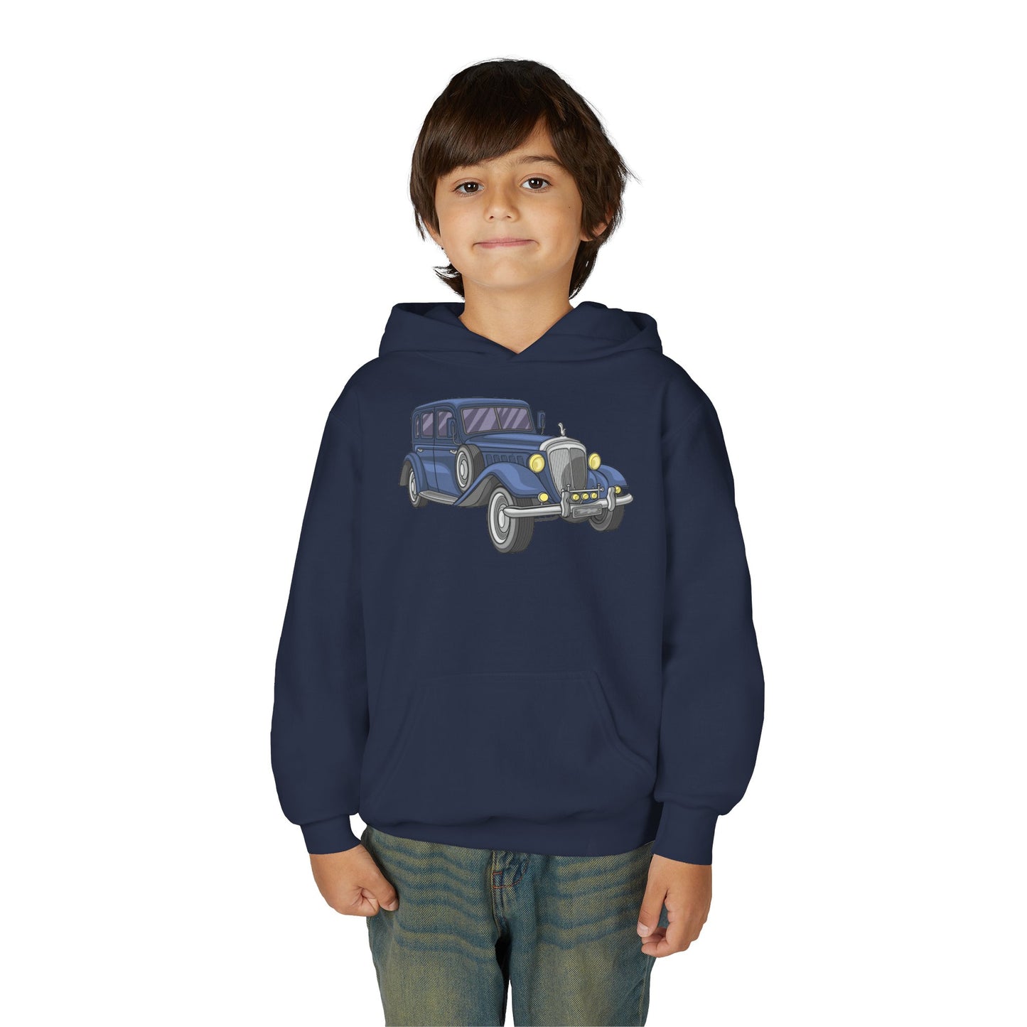 Youth Heavy Blend Hooded Sweatshirt -  vintage retro car