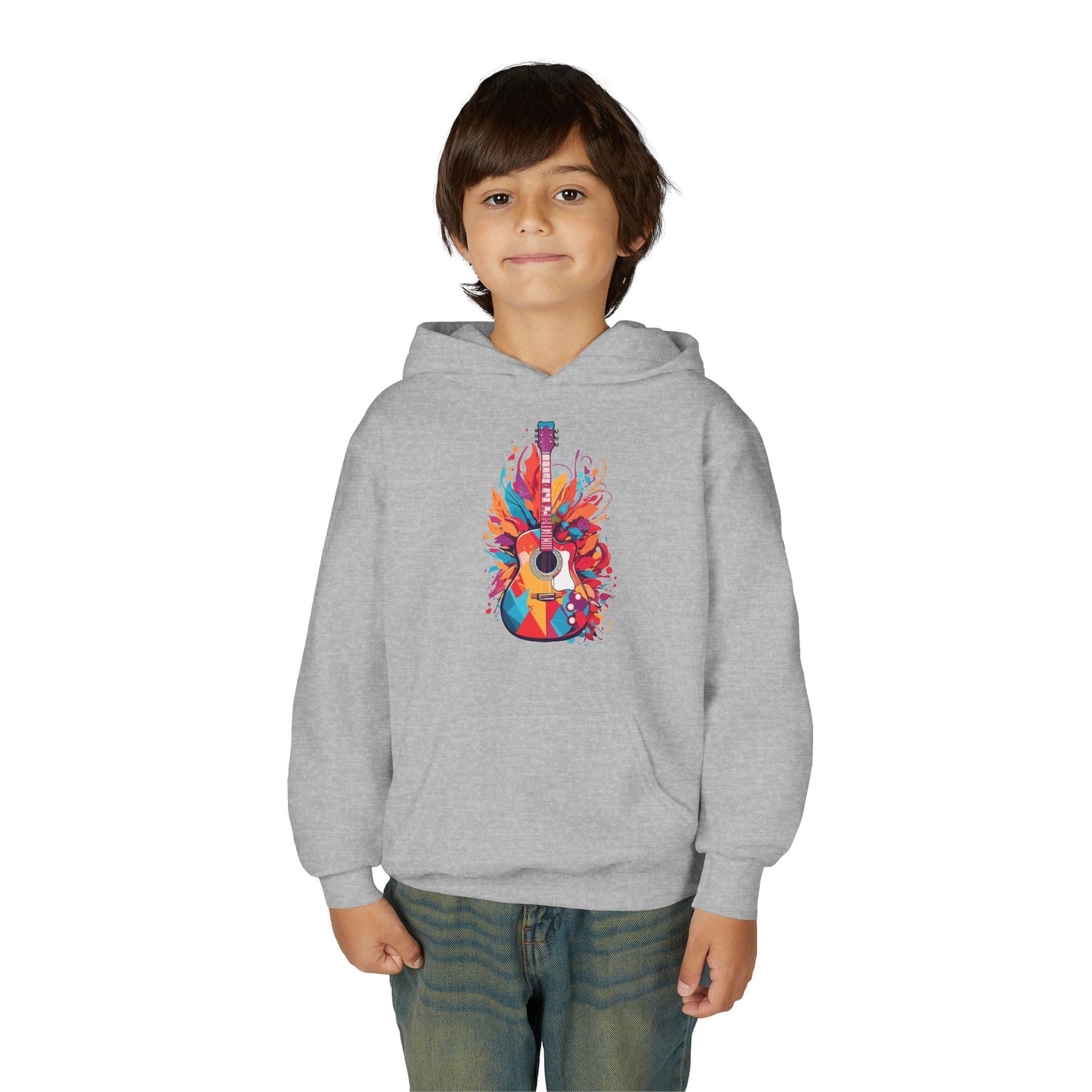 Youth Heavy Blend Hooded Sweatshirt - Colorful Guitar