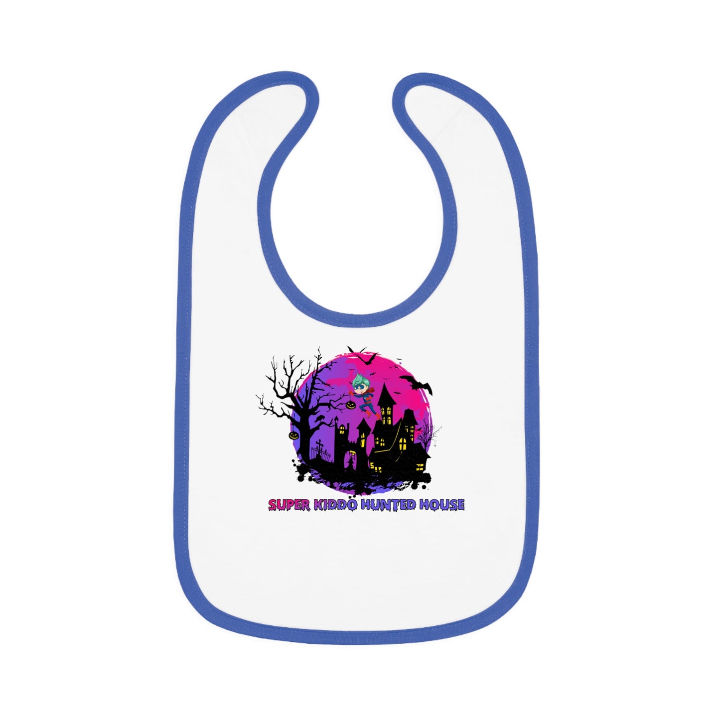Baby Bib - Super kiddo flying on hunted house