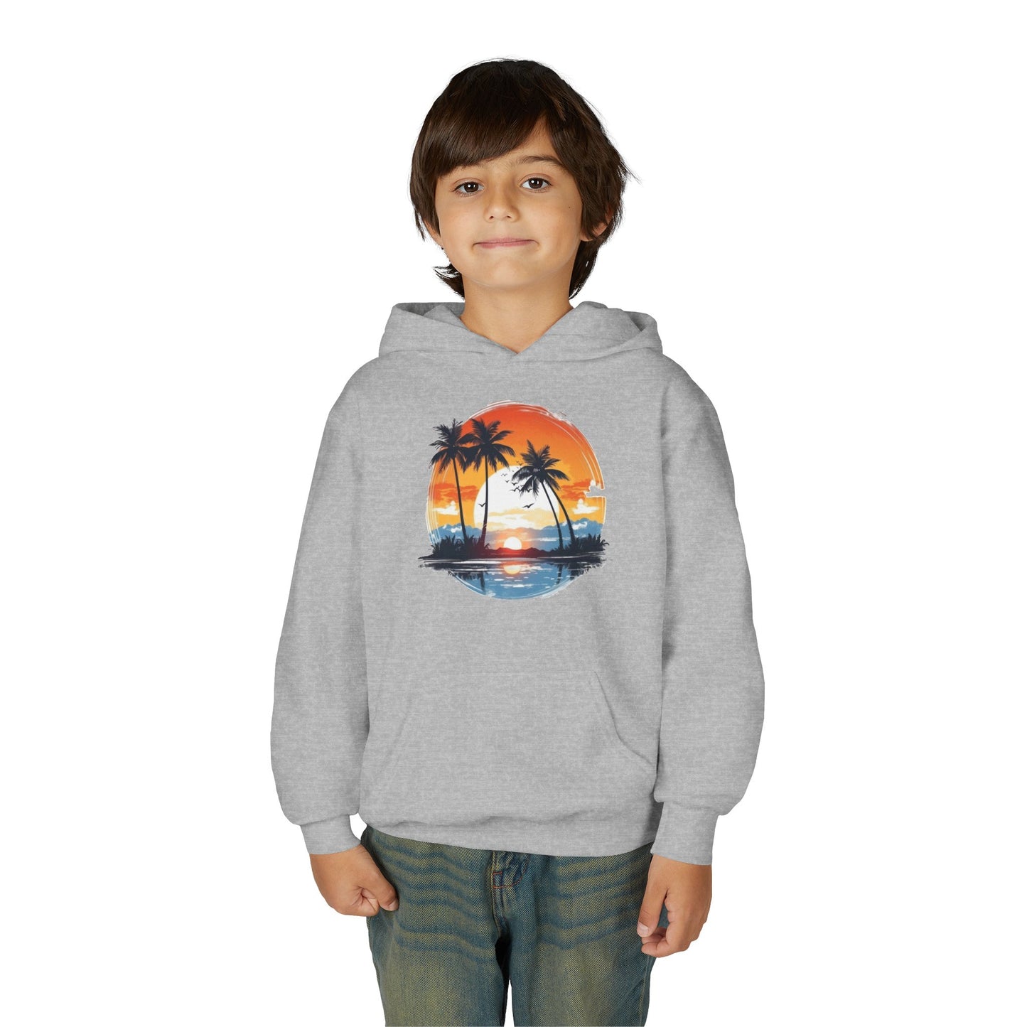 Youth Heavy Blend Hooded Sweatshirt - Tropical Sunset Beachwear