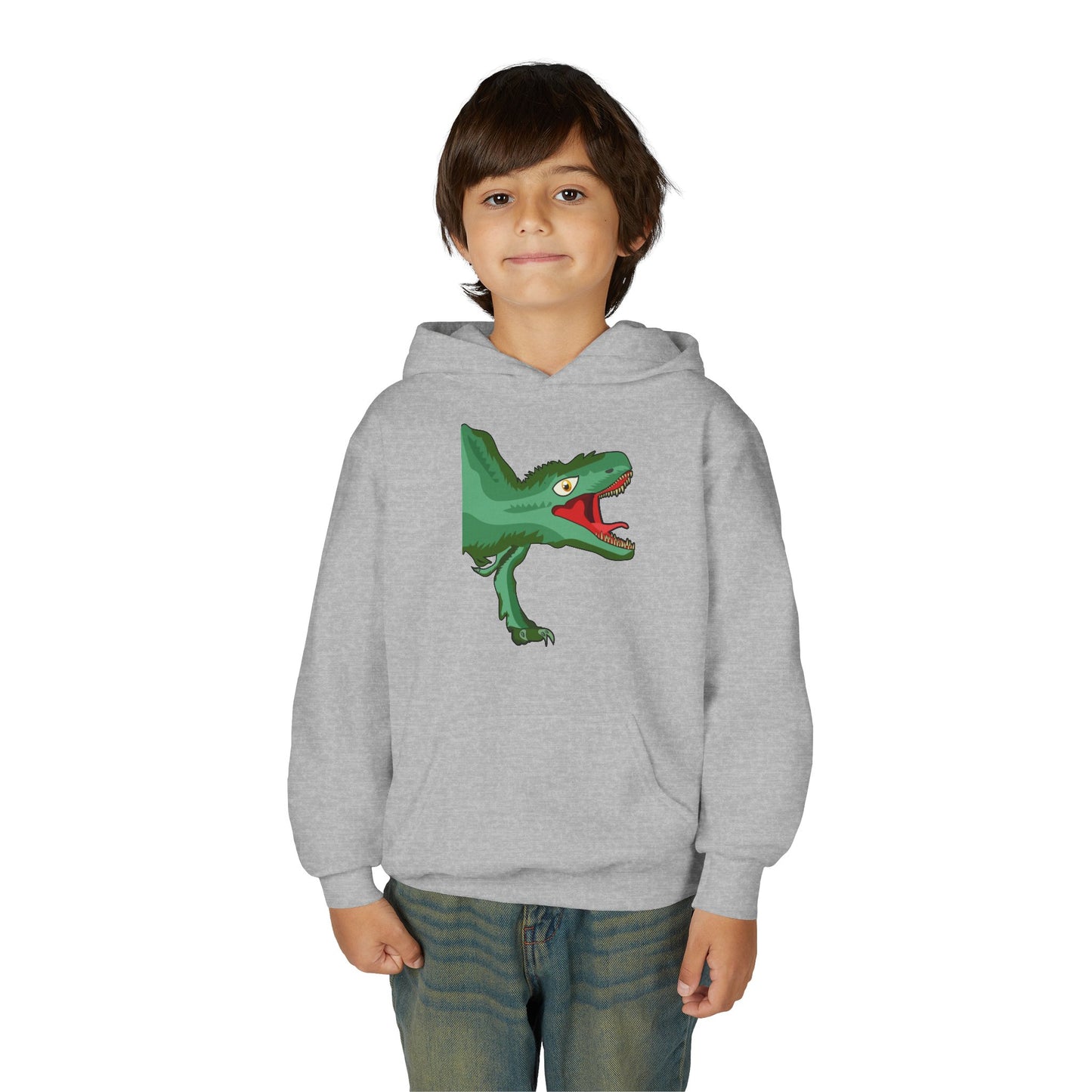 Youth Heavy Blend Hooded Sweatshirt -  Tyrannosaurus hunting