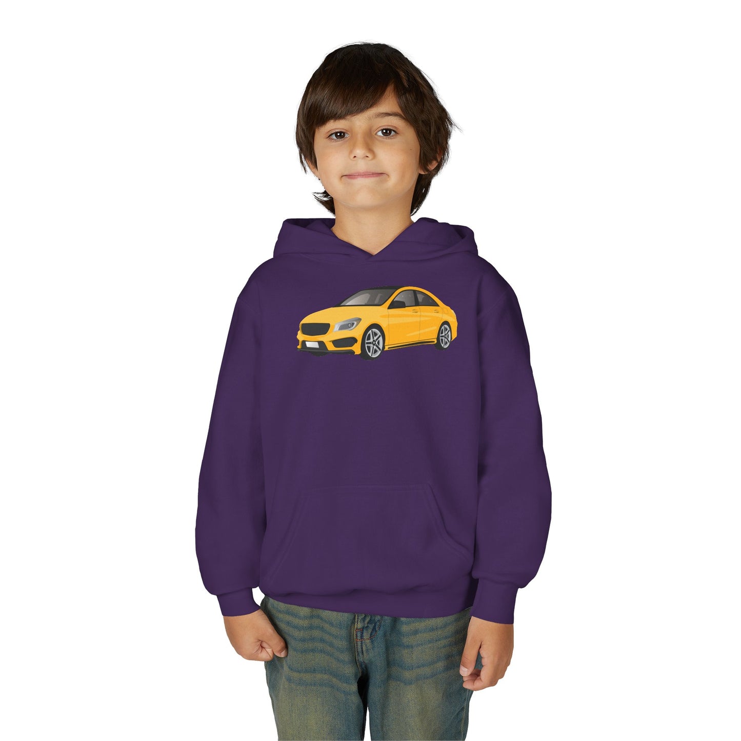 Youth Heavy Blend Hooded Sweatshirt - Yellow car