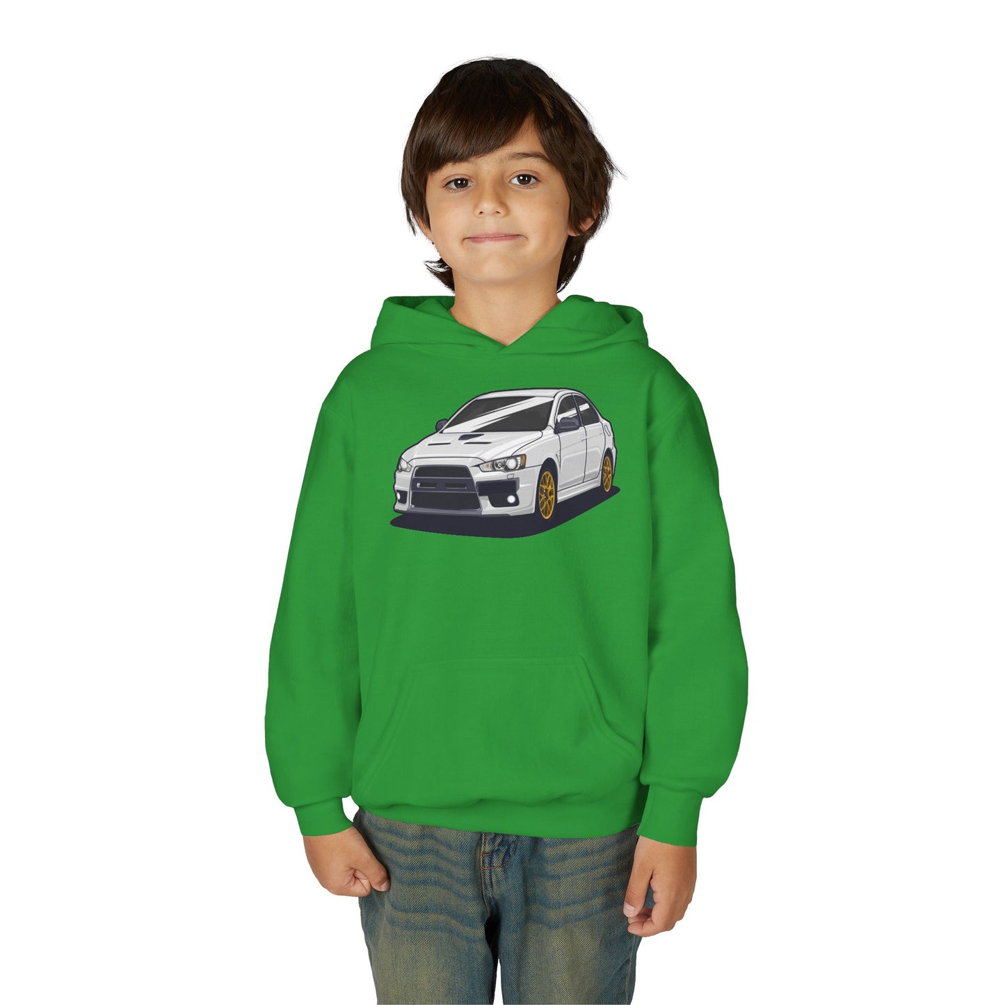 Youth Heavy Blend Hooded Sweatshirt - White car