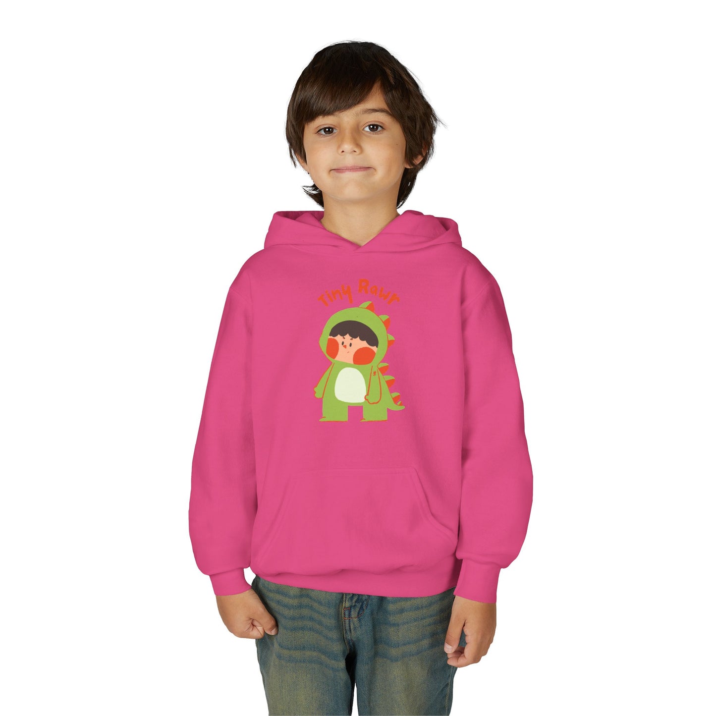 Youth Heavy Blend Hooded Sweatshirt - Tiny Raur, Cute Dino
