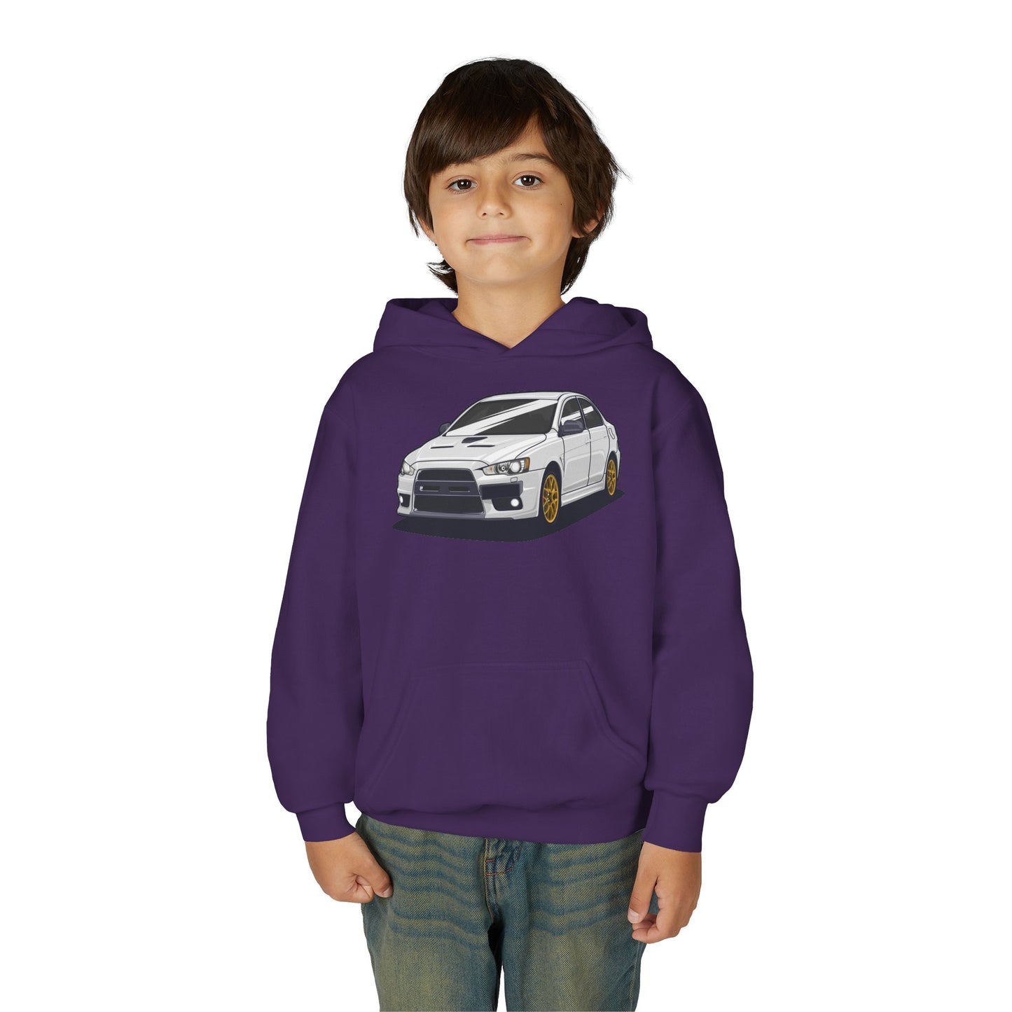 Youth Heavy Blend Hooded Sweatshirt - White car