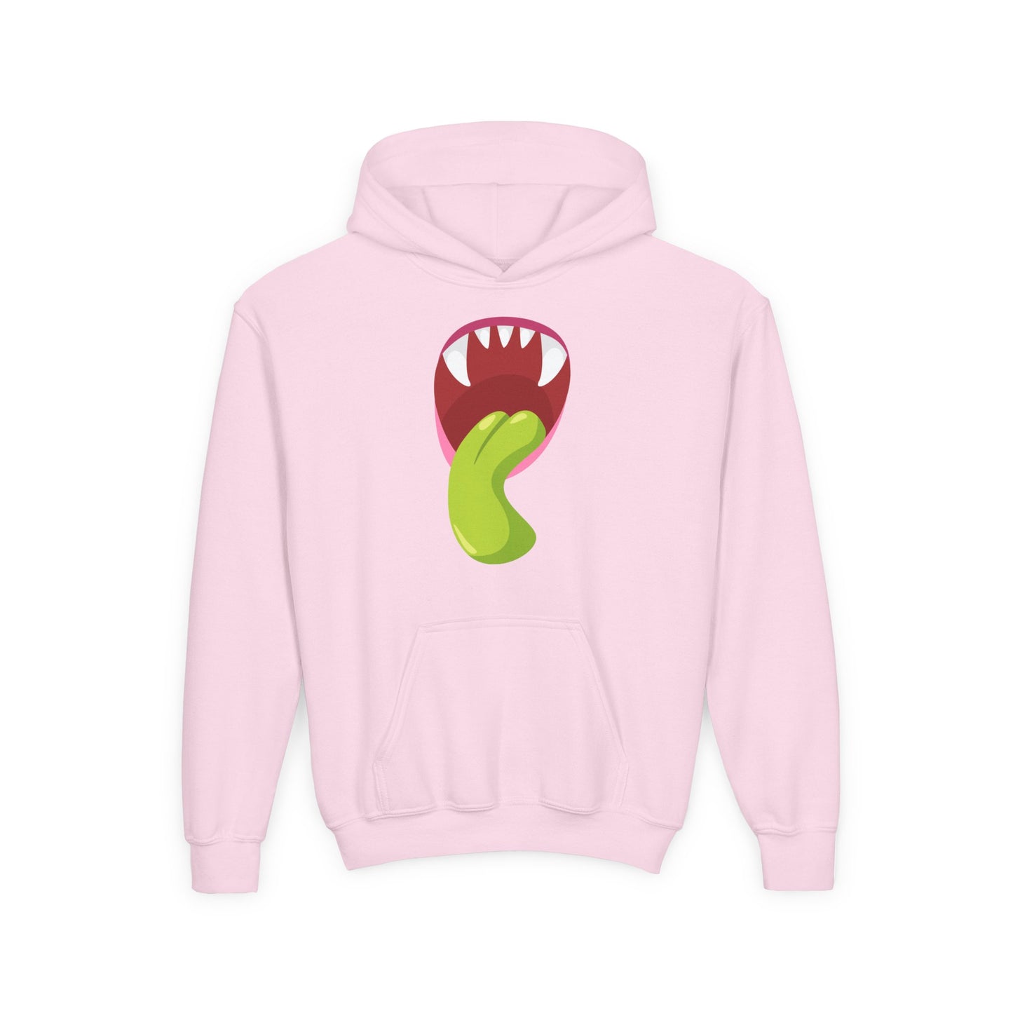 Youth Heavy Blend Hooded Sweatshirt - Monster showing tongue