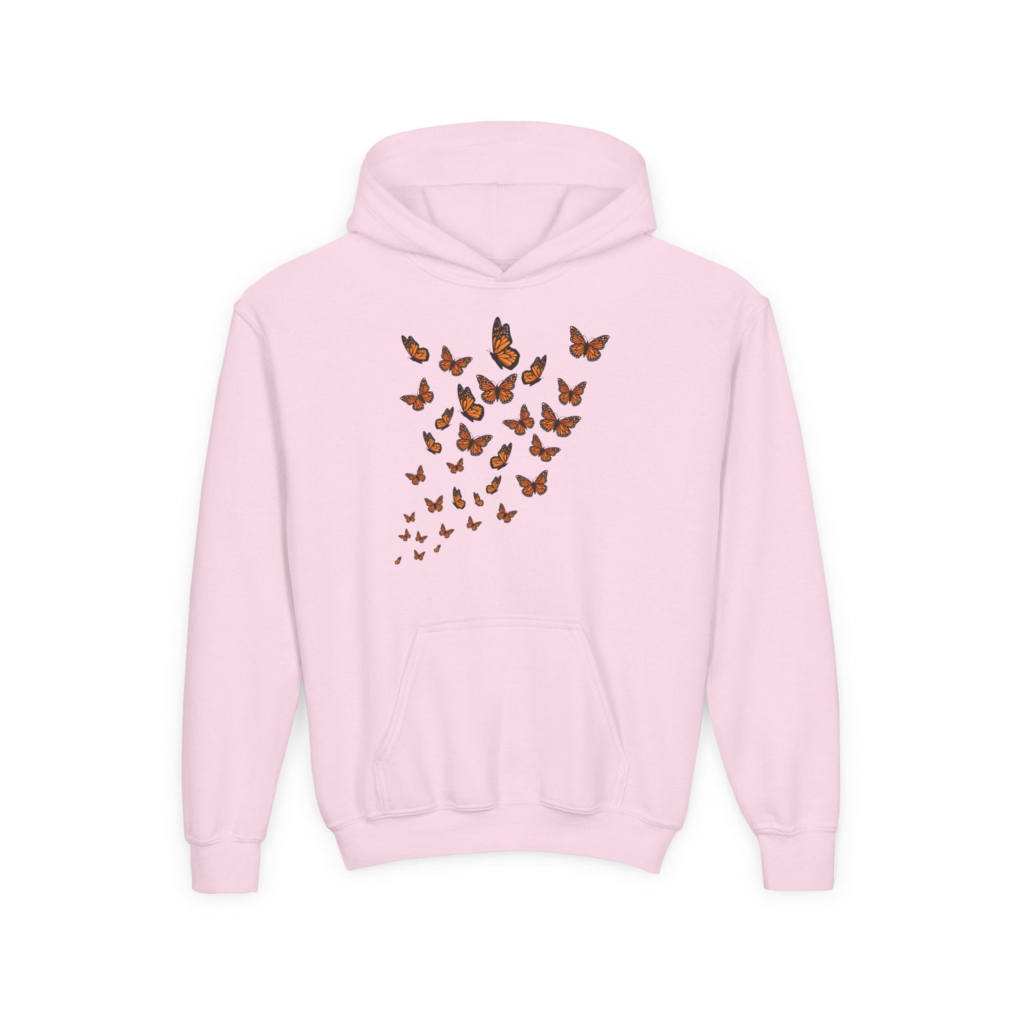 Youth Heavy Blend Hooded Sweatshirt - Group of monarch butterfly