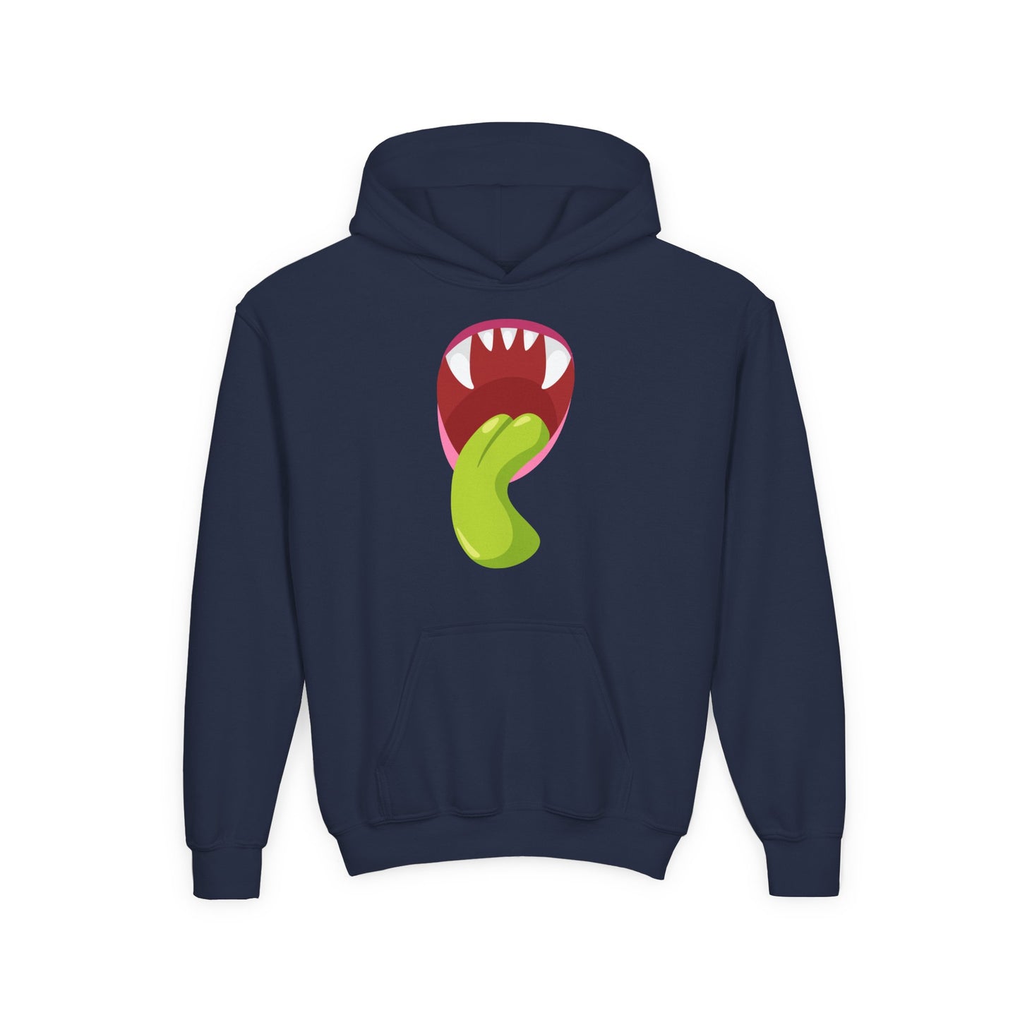 Youth Heavy Blend Hooded Sweatshirt - Monster showing tongue