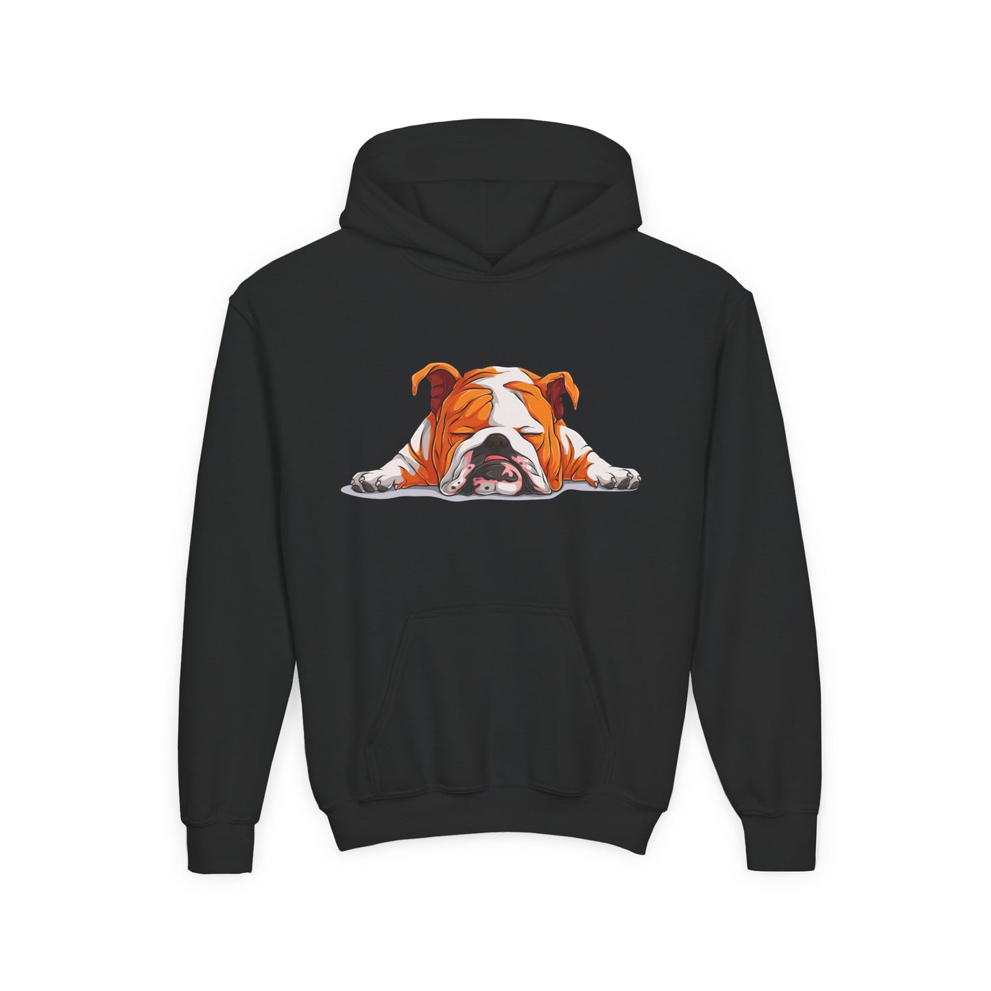 Youth Heavy Blend Hooded Sweatshirt -  Sleeping english bulldog