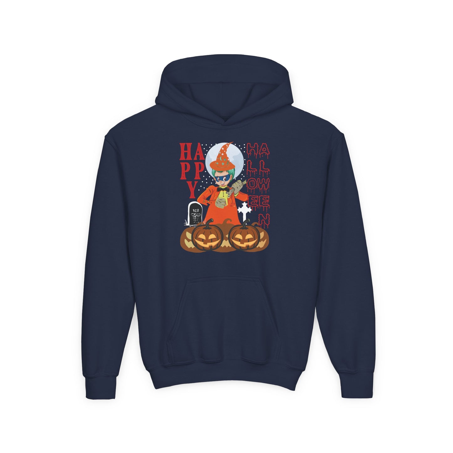 Youth Heavy Blend Hooded Sweatshirt - Holloween design by super kiddo