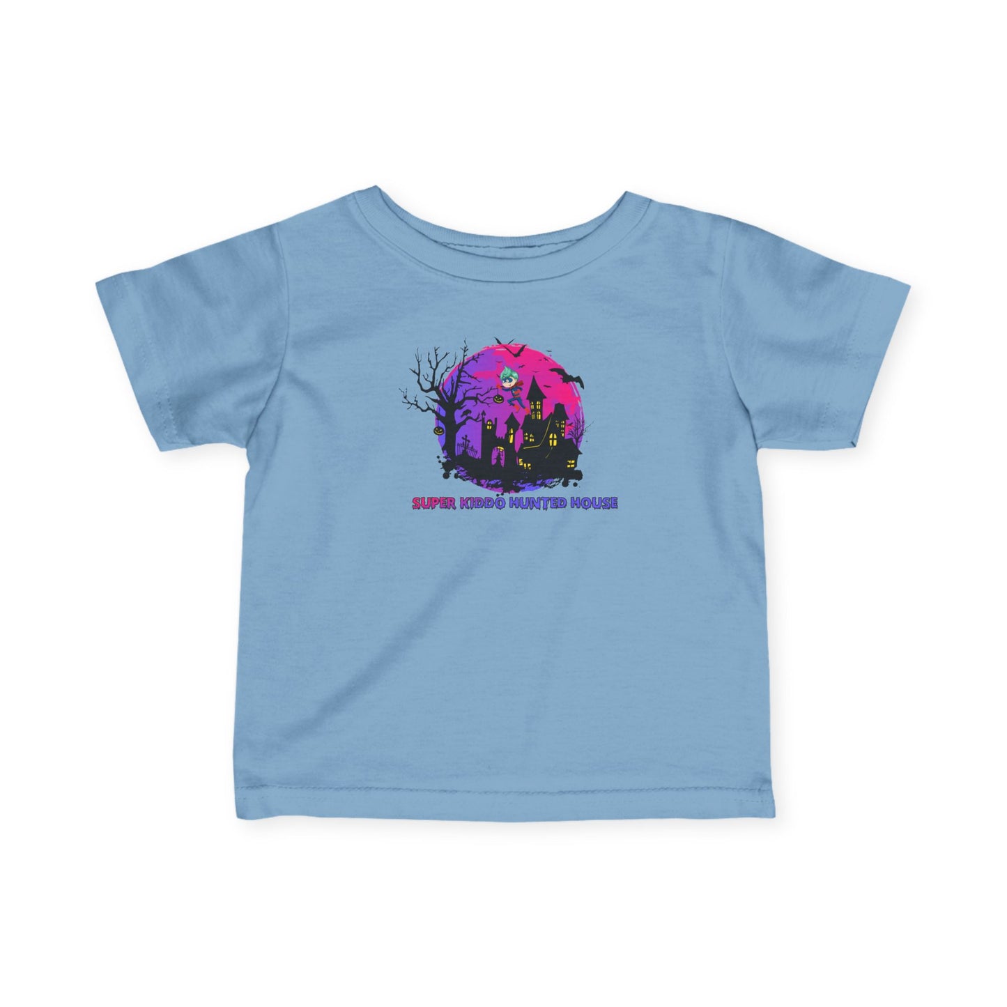 Infant Fine Jersey Tee - Super kiddo flying on hunted house