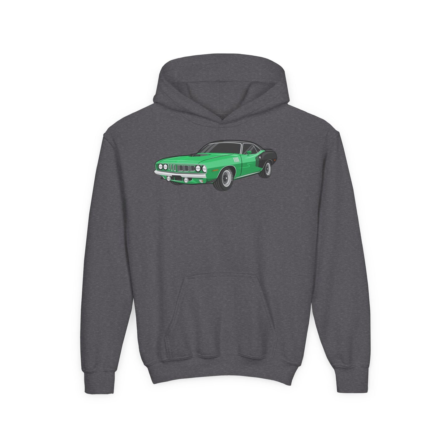 Youth Heavy Blend Hooded Sweatshirt - Vintage green car