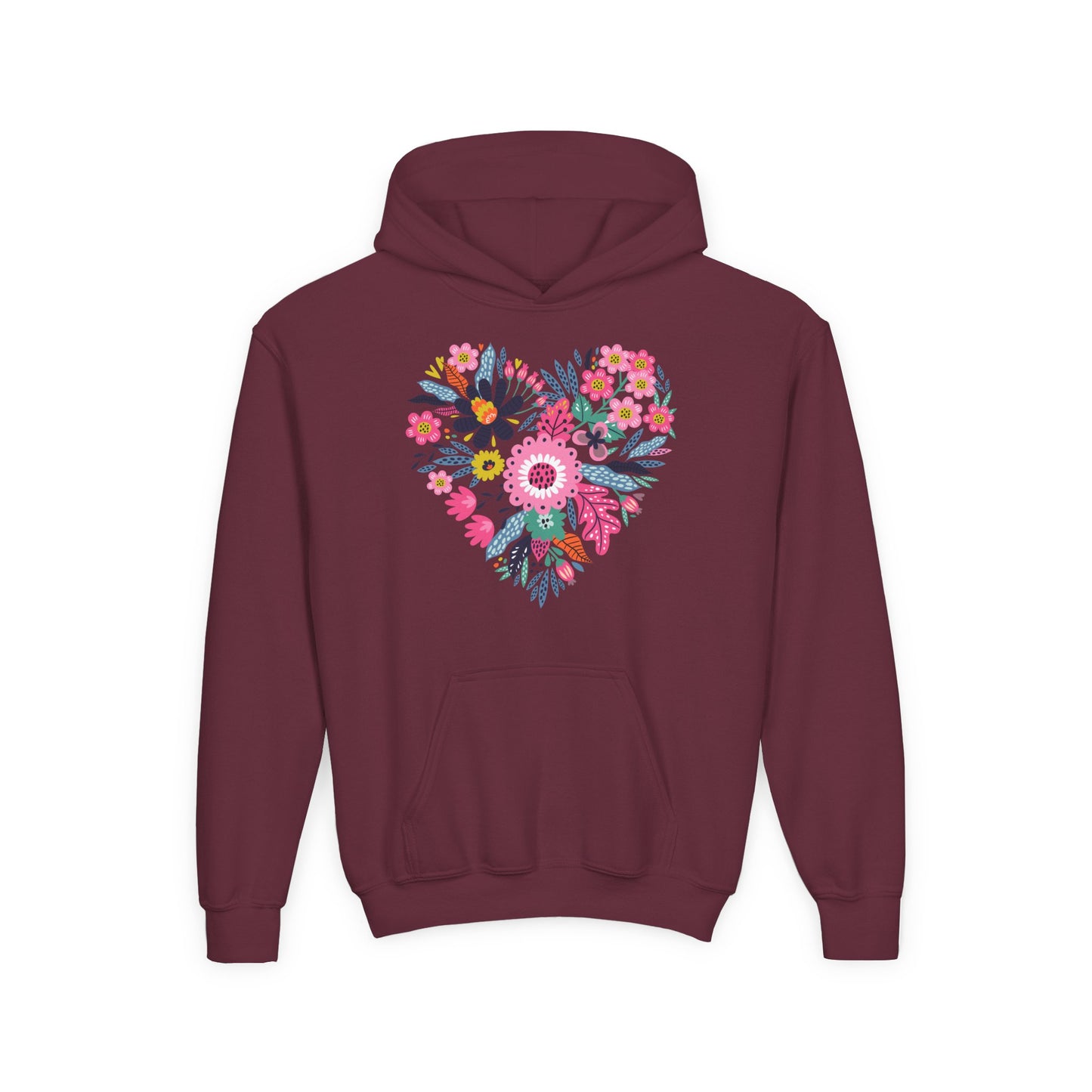 Youth Heavy Blend Hooded Sweatshirt - Flower hearts