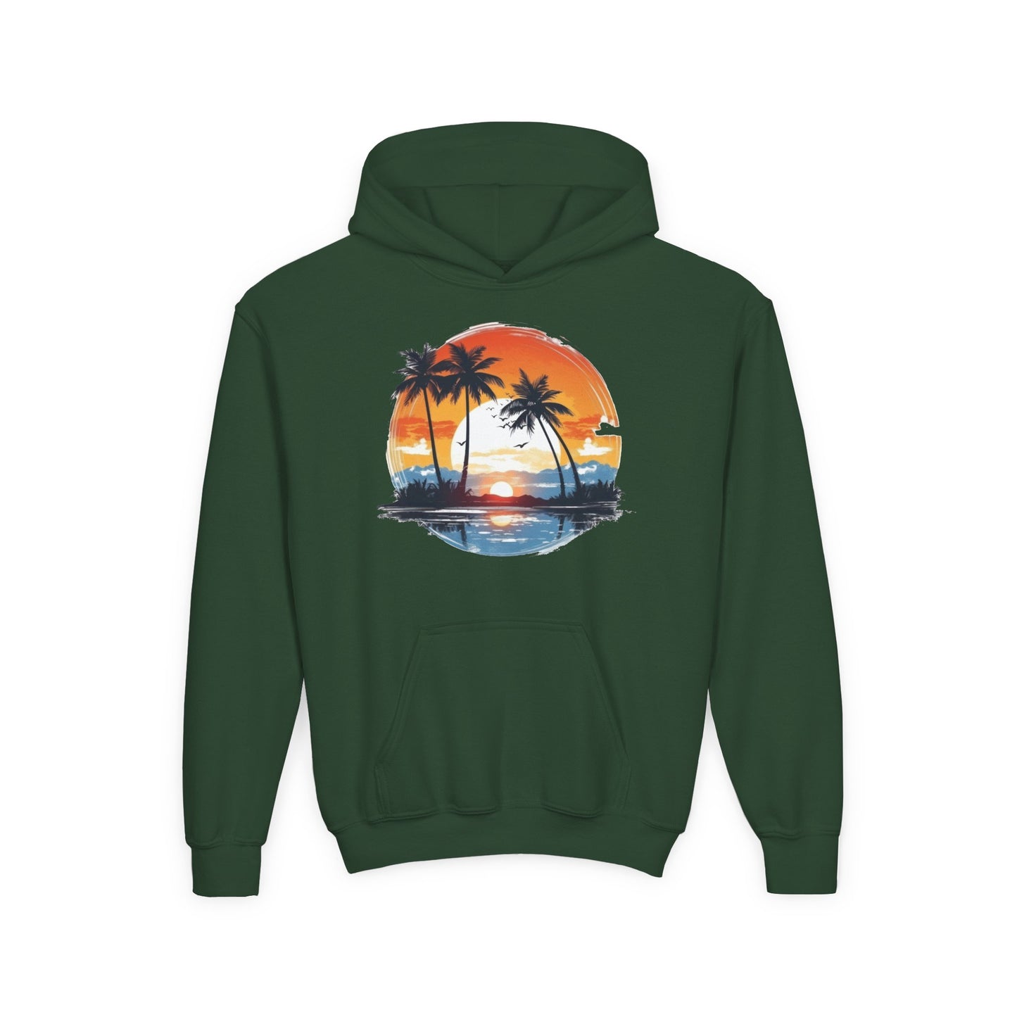 Youth Heavy Blend Hooded Sweatshirt - Tropical Sunset Beachwear