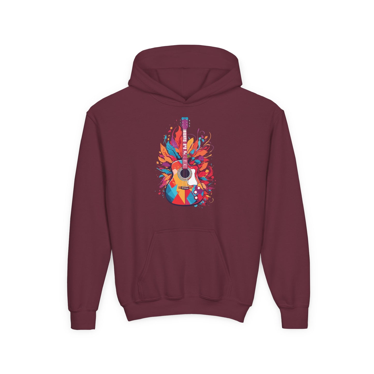 Youth Heavy Blend Hooded Sweatshirt - Colorful Guitar