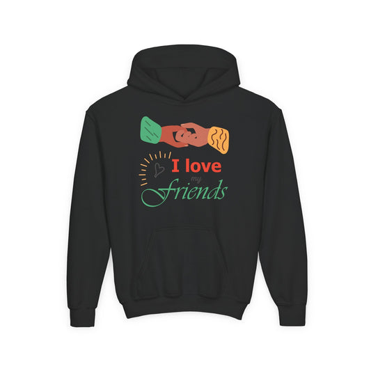 Youth Heavy Blend Hooded Sweatshirt - I love my friends Printify