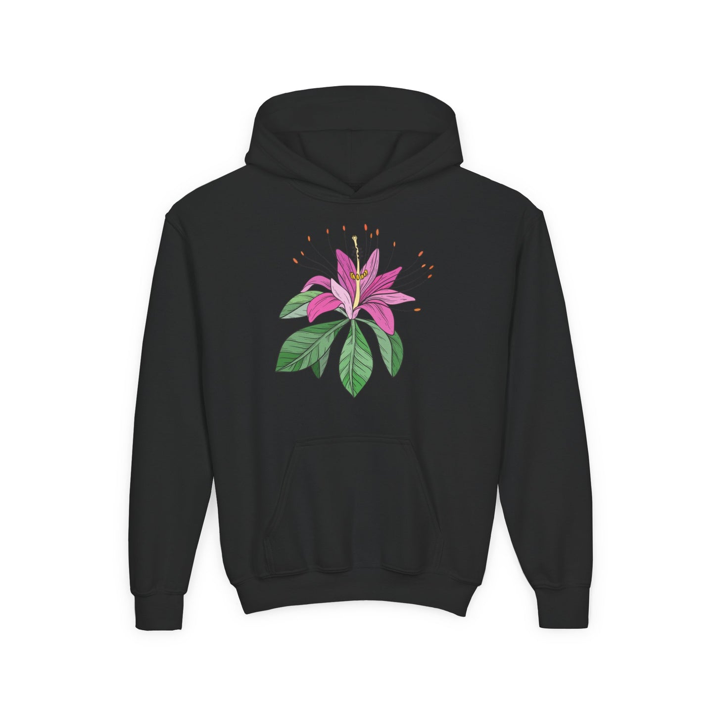 Youth Heavy Blend Hooded Sweatshirt - Purple flower