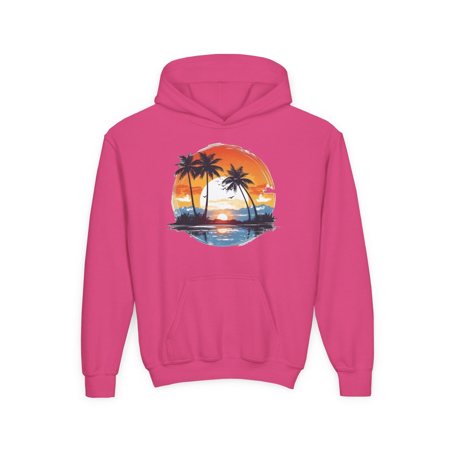 Youth Heavy Blend Hooded Sweatshirt - Tropical Sunset Beachwear