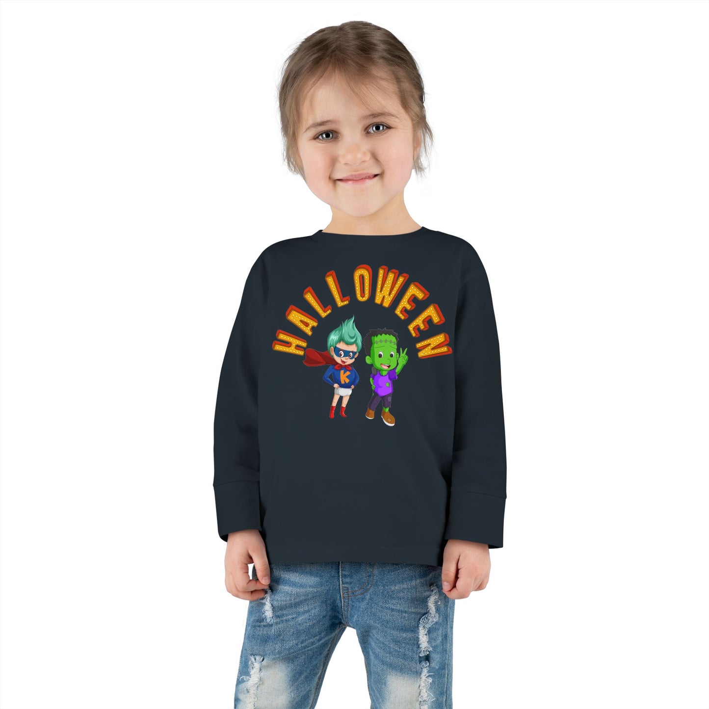 Toddler Long Sleeve Tee - Holloween with super kiddo