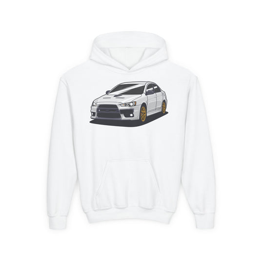 Youth Heavy Blend Hooded Sweatshirt - White car