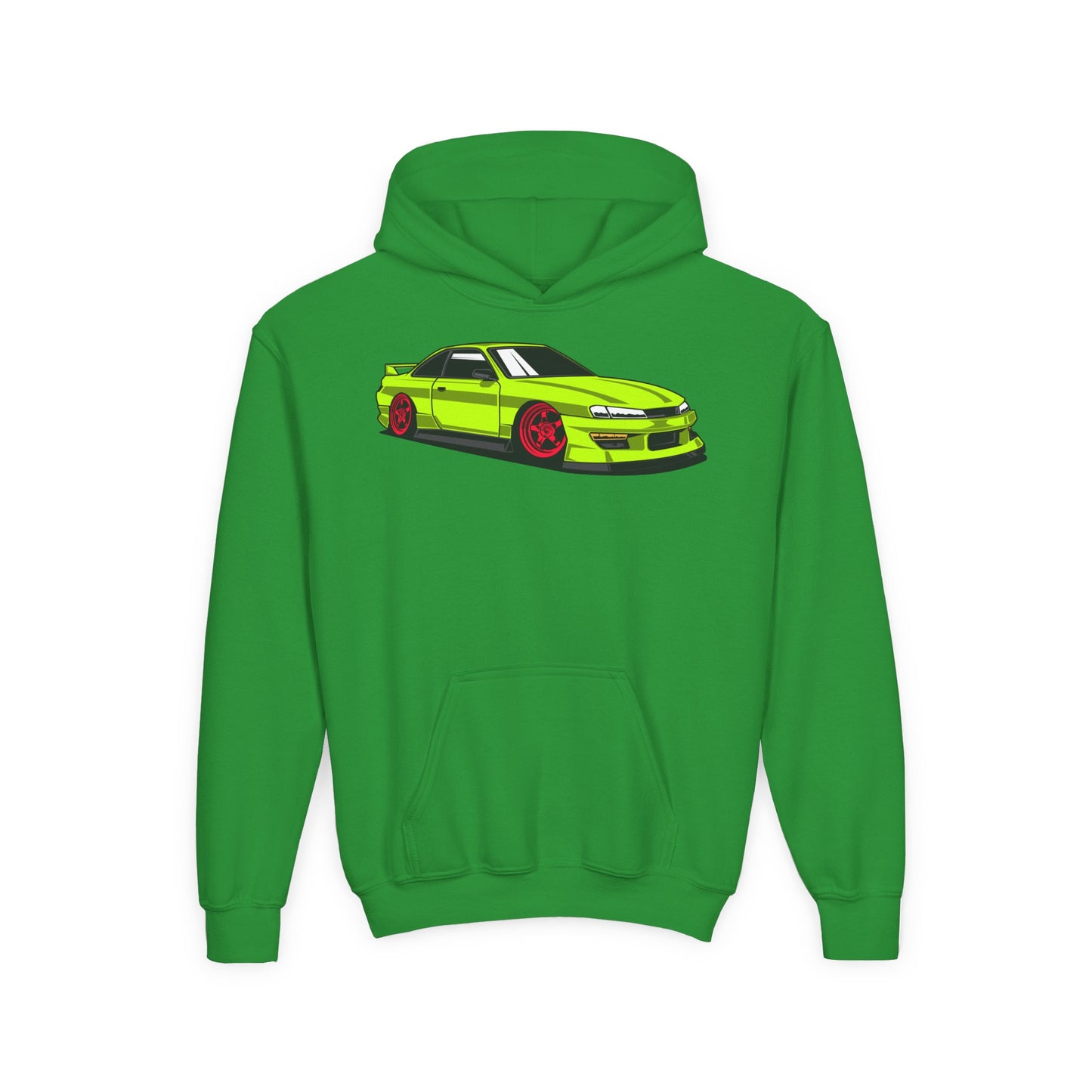 Youth Heavy Blend Hooded Sweatshirt - Yellow green race car