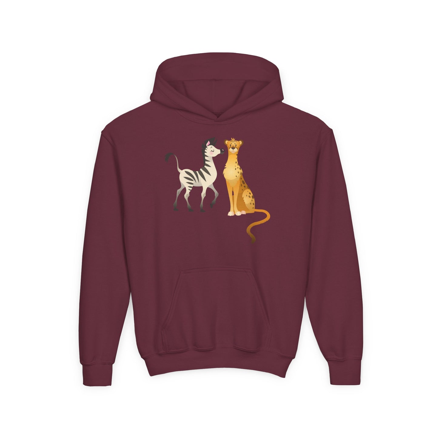 Youth Heavy Blend Hooded Sweatshirt - The zebra and tiger