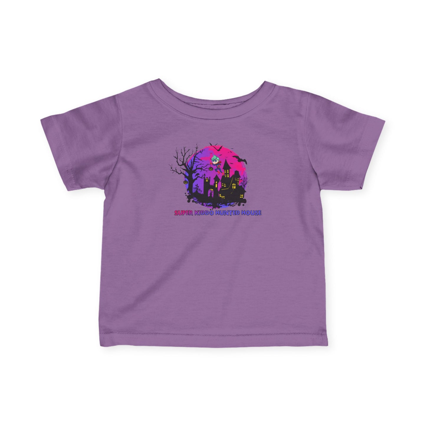 Infant Fine Jersey Tee - Super kiddo flying on hunted house