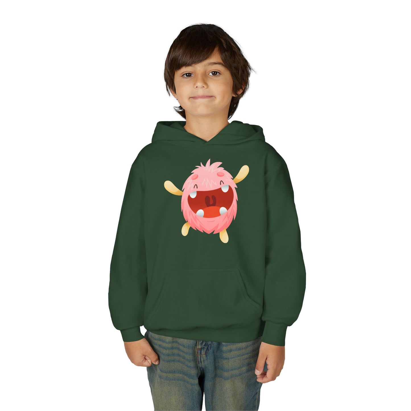 Youth Heavy Blend Hooded Sweatshirt - Baby pink monster