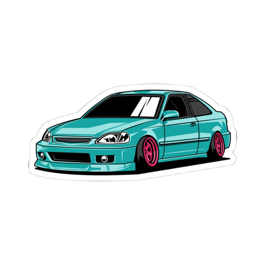 Kiss-Cut Vinyl Decals - Sky blue race car Printify