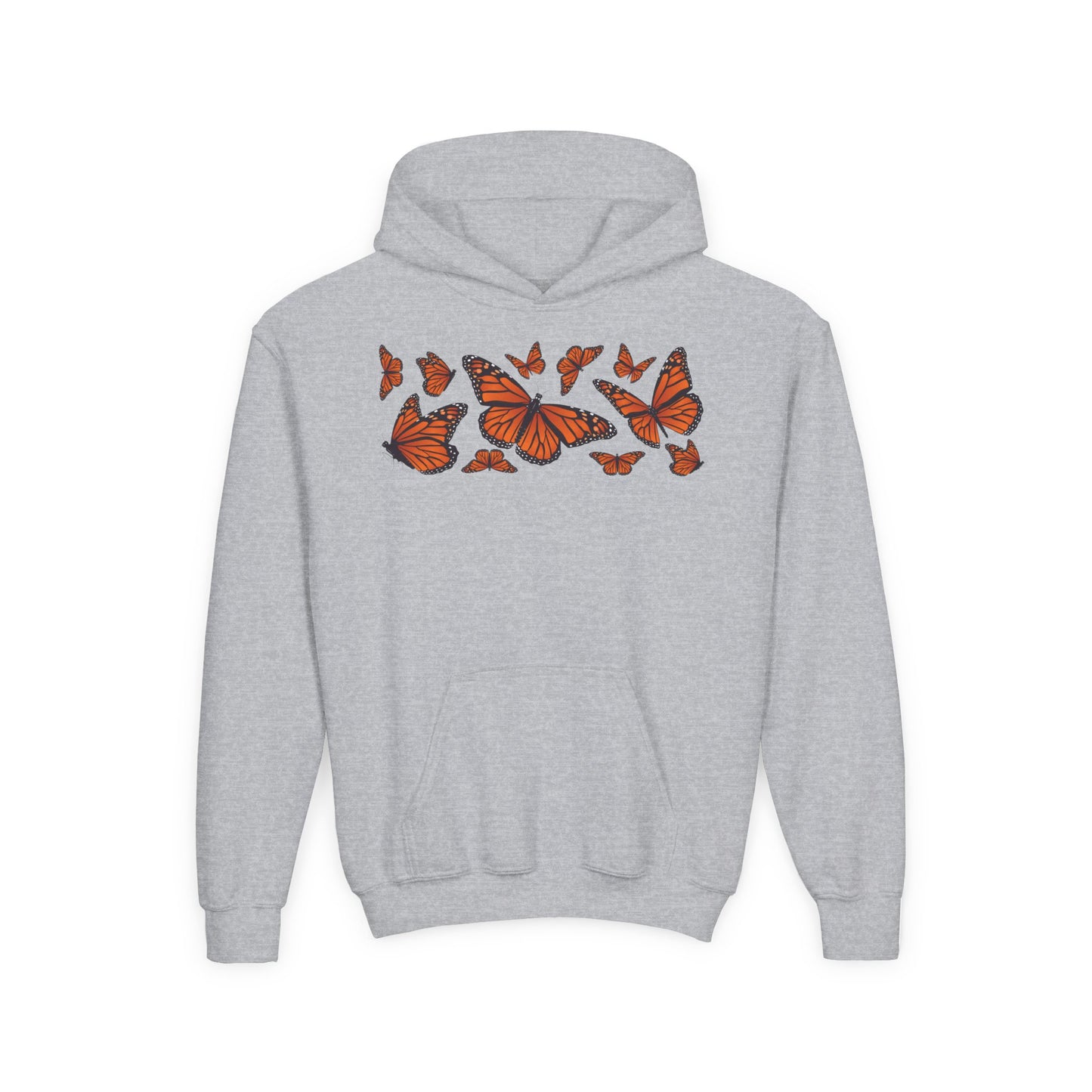 Youth Heavy Blend Hooded Sweatshirt -  Set of orange monarch butterfly