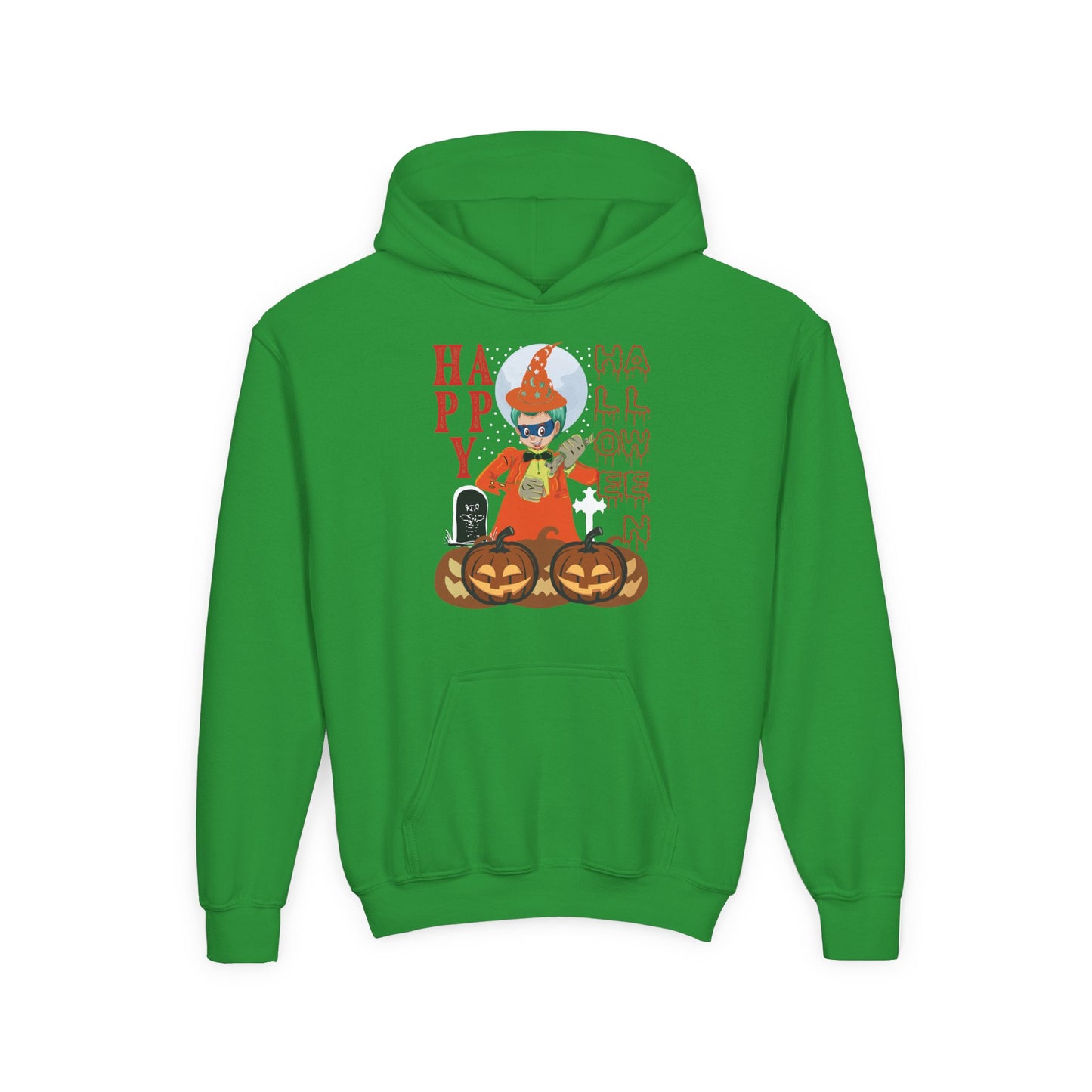 Youth Heavy Blend Hooded Sweatshirt - Holloween design by super kiddo