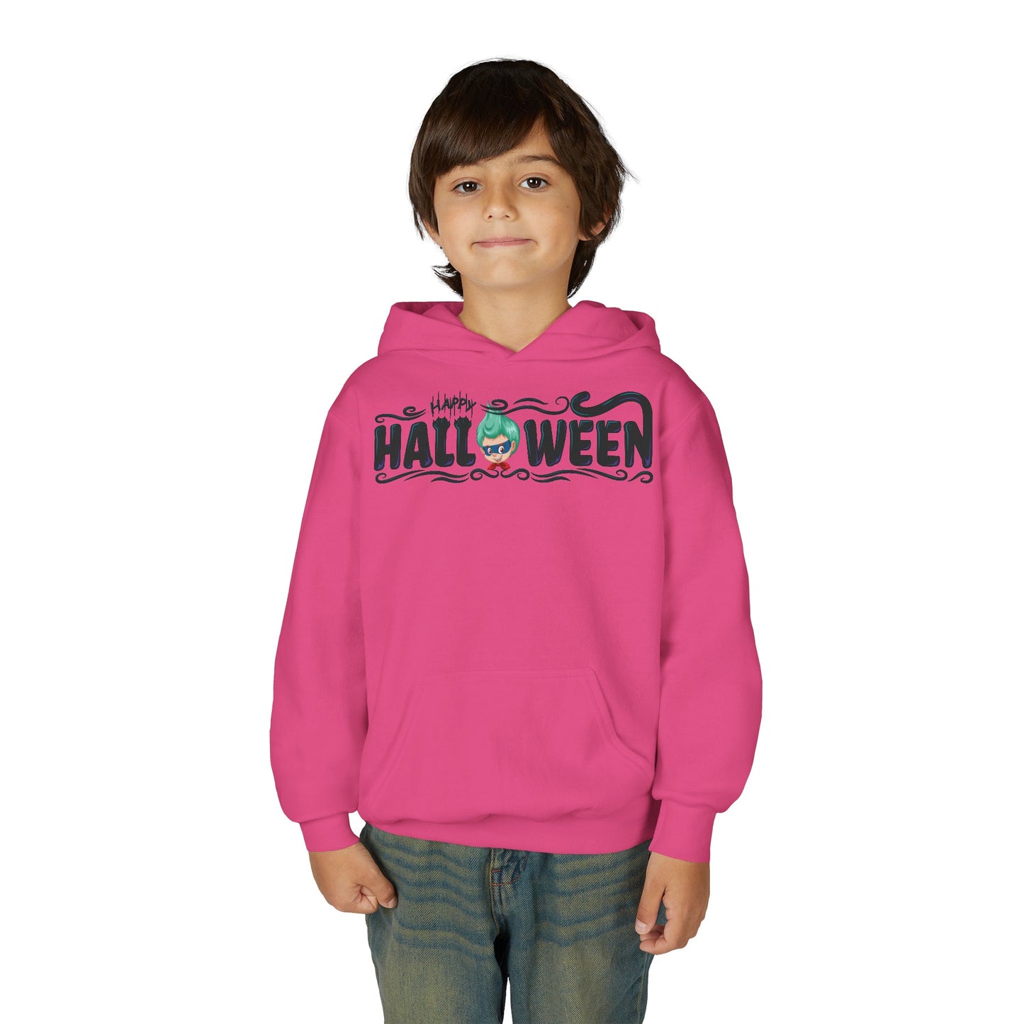 Youth Heavy Blend Hooded Sweatshirt - Happy halloween by super kiddo