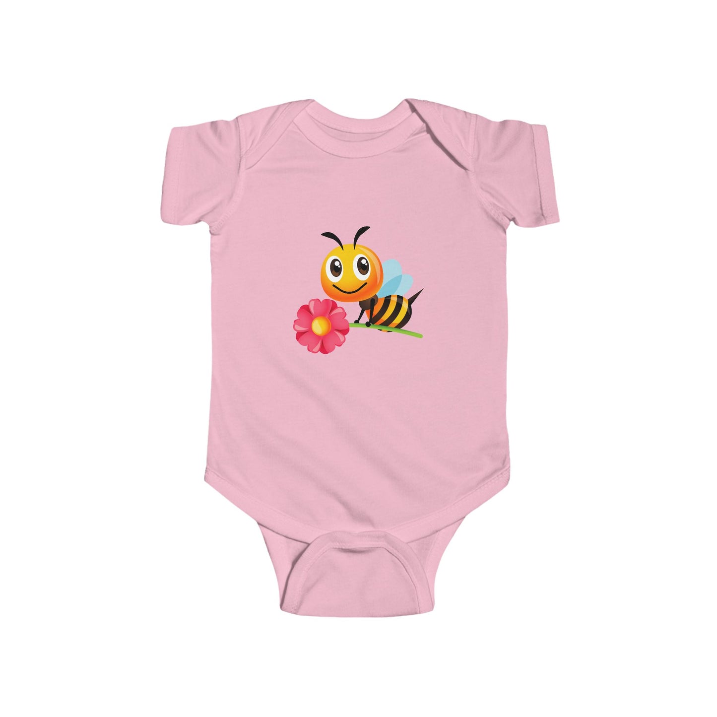 Infant Fine Jersey Bodysuit - Bee holding red flower