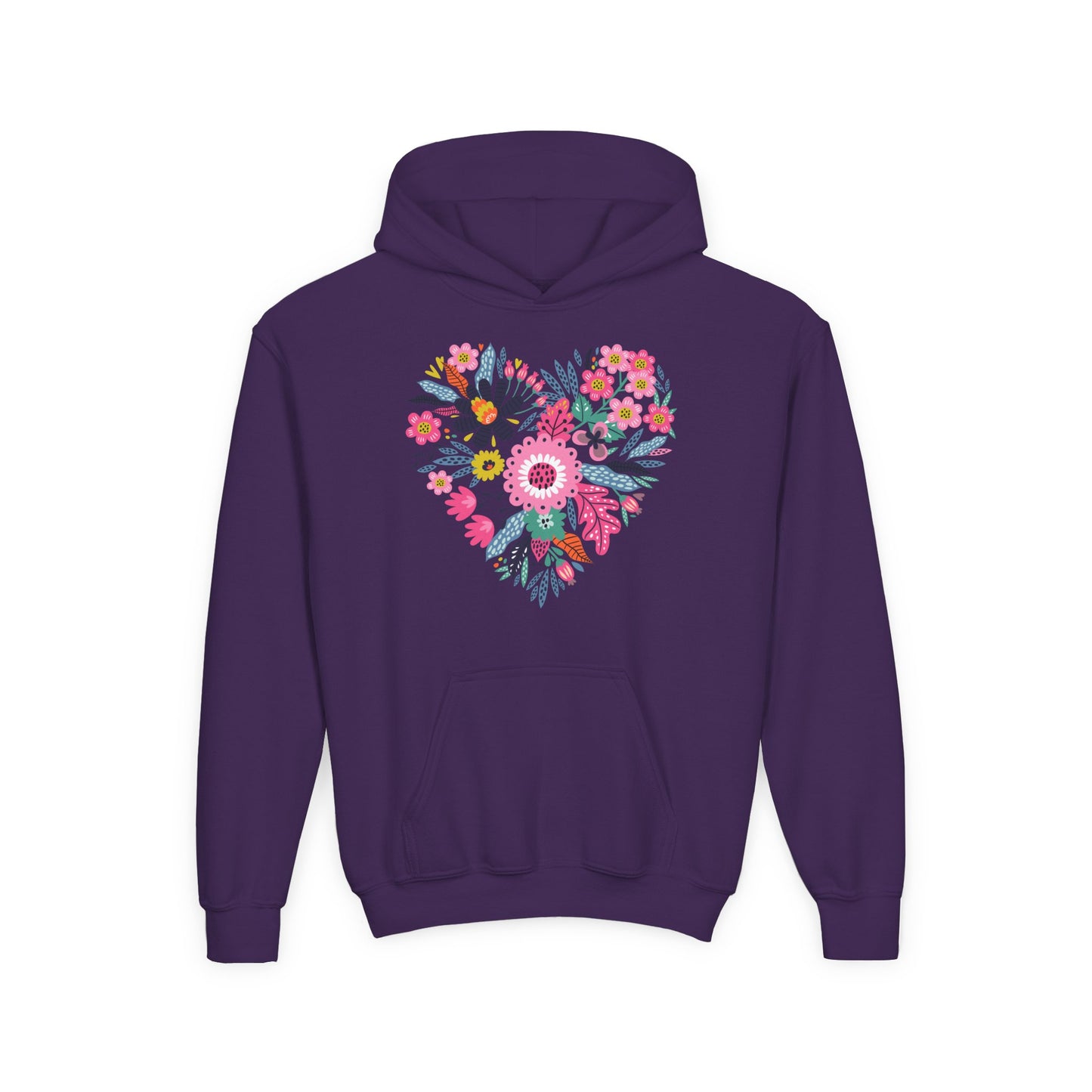 Youth Heavy Blend Hooded Sweatshirt - Flower hearts