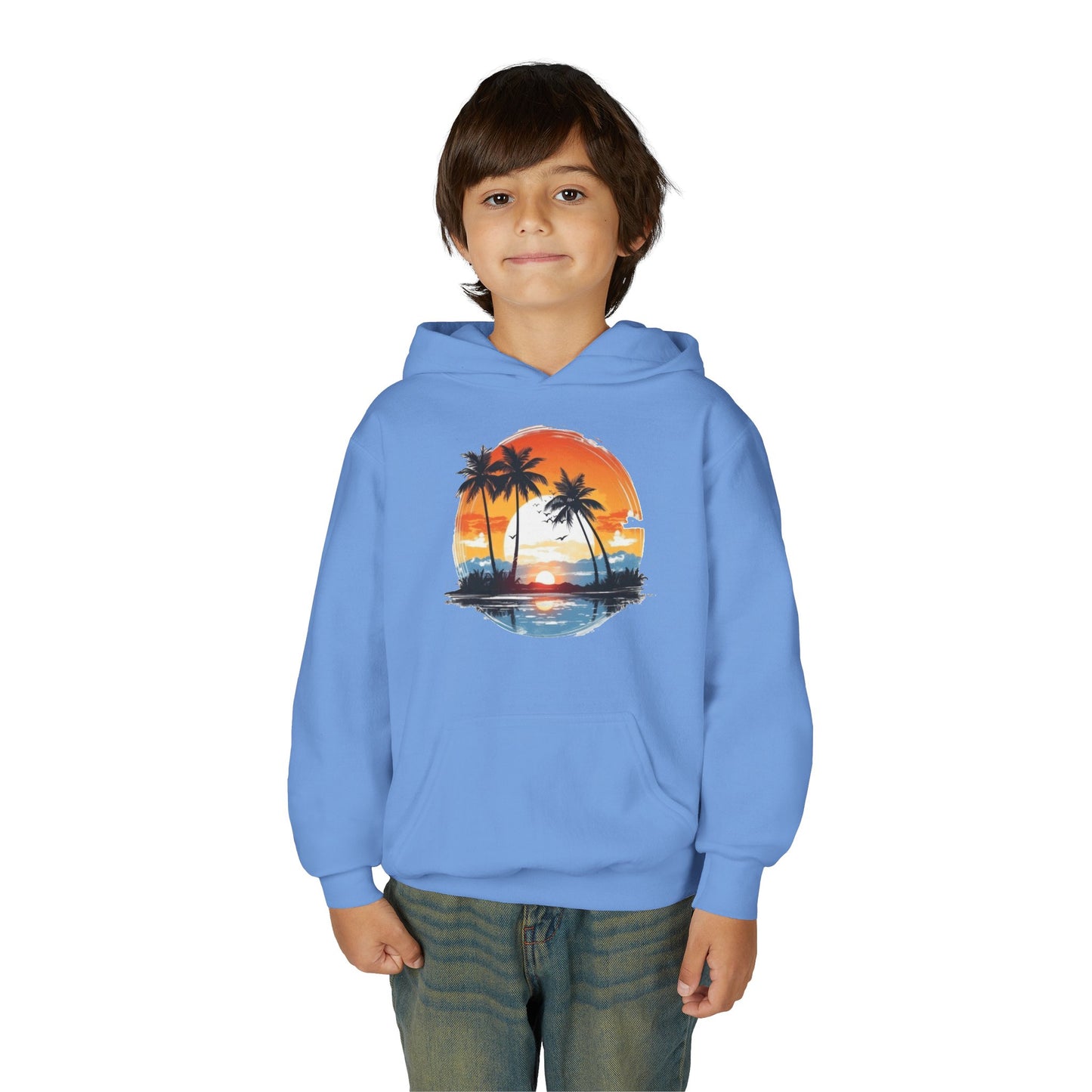 Youth Heavy Blend Hooded Sweatshirt - Tropical Sunset Beachwear