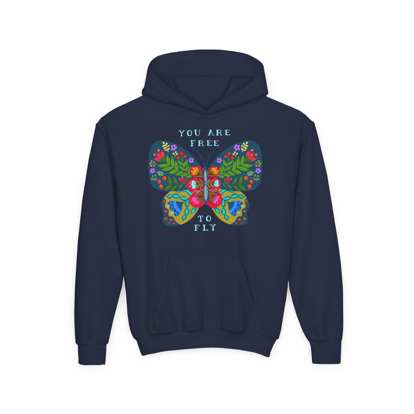 Youth Heavy Blend Hooded Sweatshirt - You are free to fly
