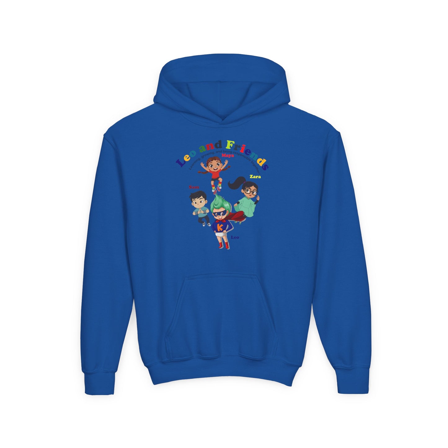 Youth Heavy Blend Hooded Sweatshirt - Leo & Friends - Learning and growing