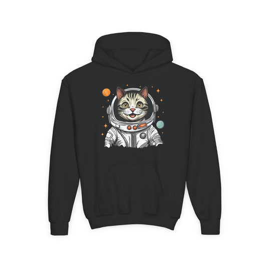 Youth Heavy Blend Hooded Sweatshirt - Astronaut cat Printify