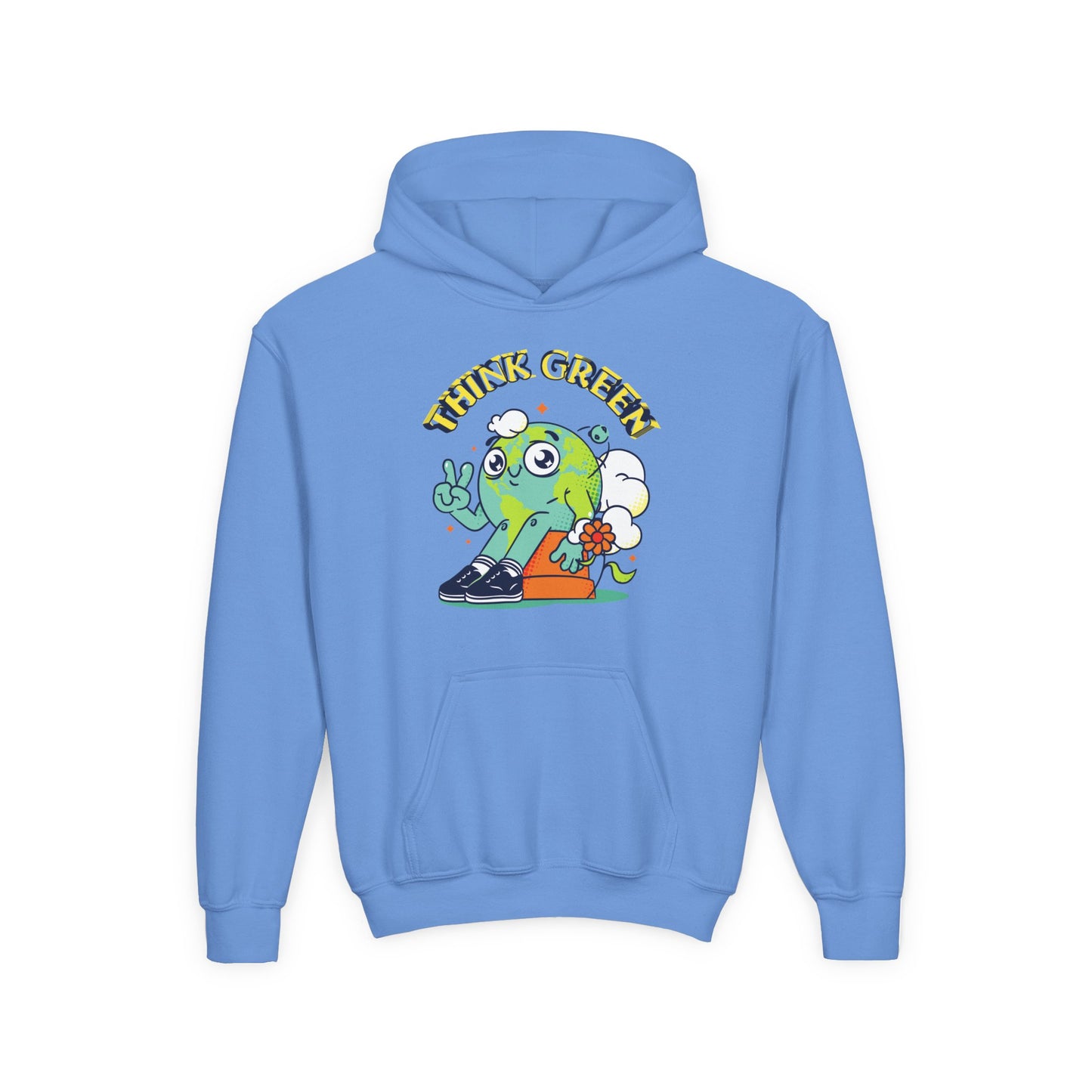 Youth Heavy Blend Hooded Sweatshirt - Think Green' Design