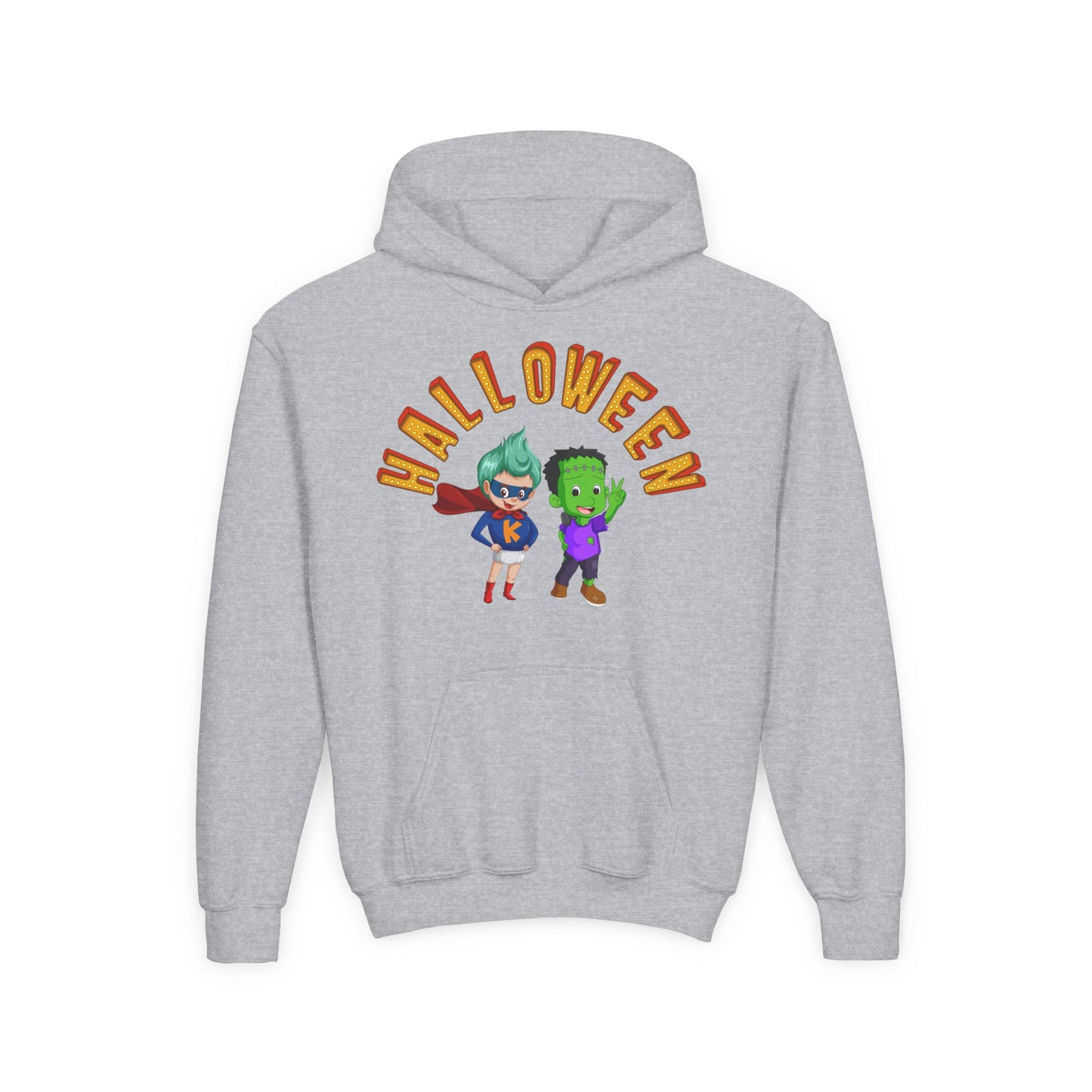 Youth Heavy Blend Hooded Sweatshirt - Holloween with super kiddo