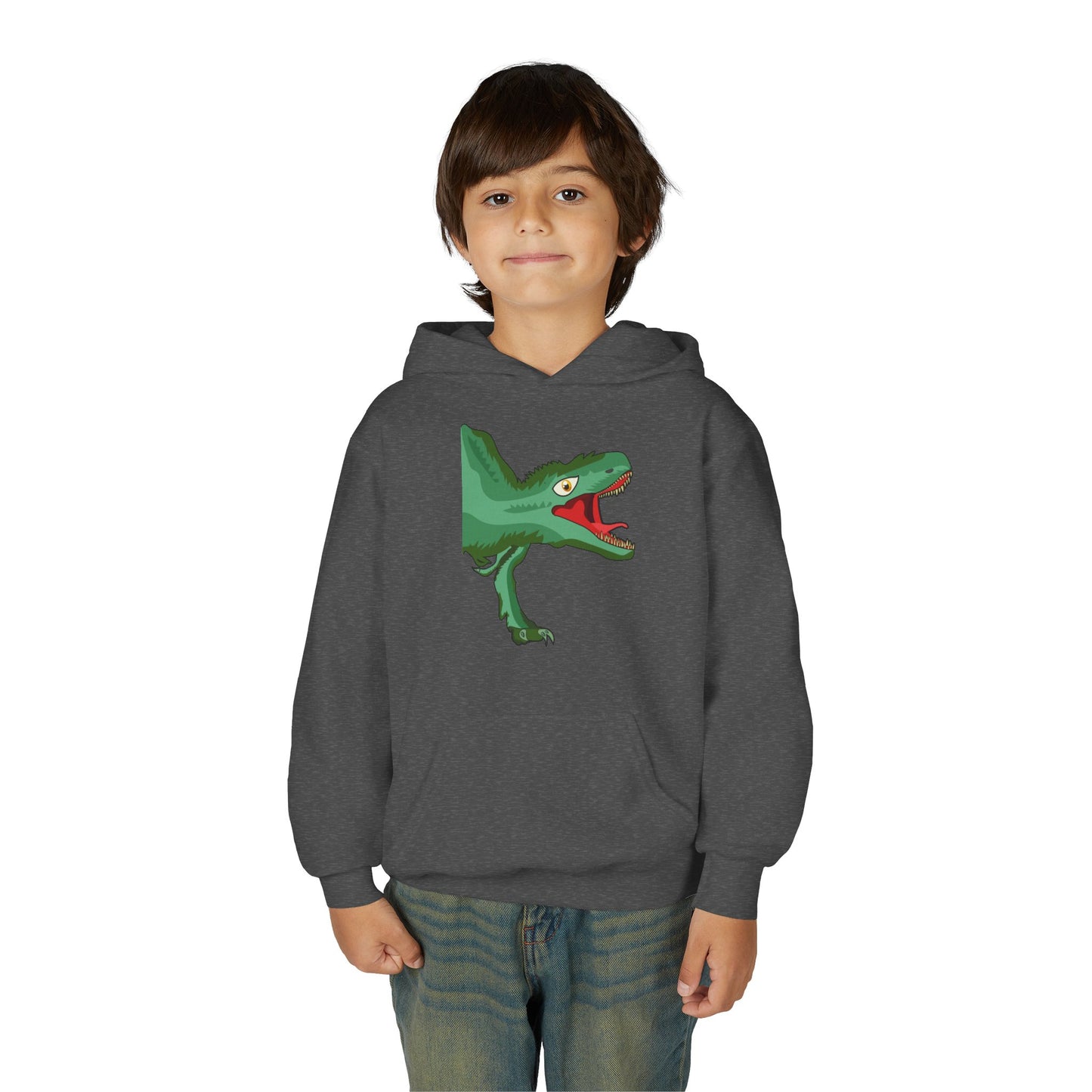 Youth Heavy Blend Hooded Sweatshirt -  Tyrannosaurus hunting